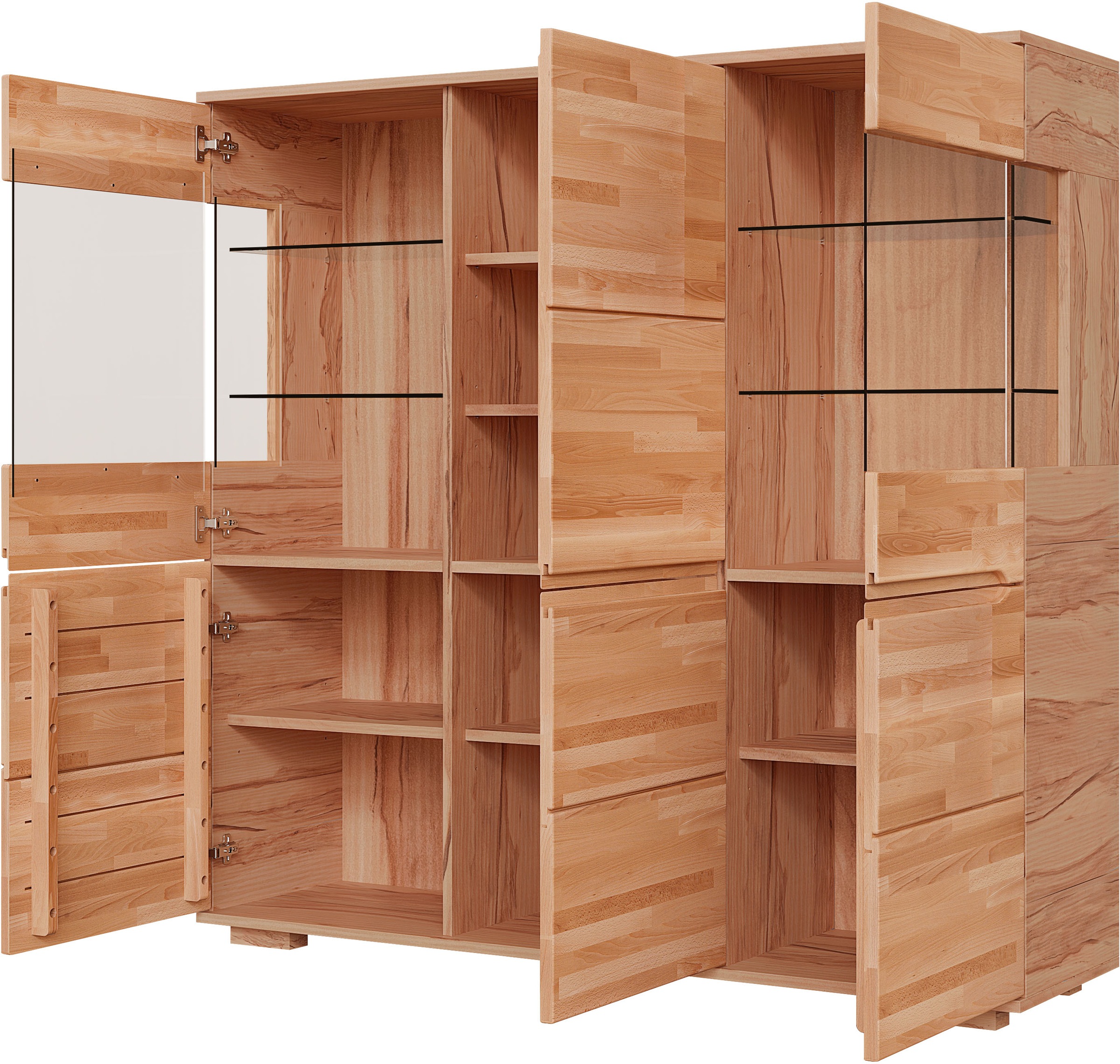 GOODproduct Buffet haut »VETRO Teilmassiv, Fronten Massivholz, Wohnzimmer, Stauraum,Griffmulde« B/T/H:150/40/1445,5cm, 15geschlossene Fächer,verstellbare Einlegeboden