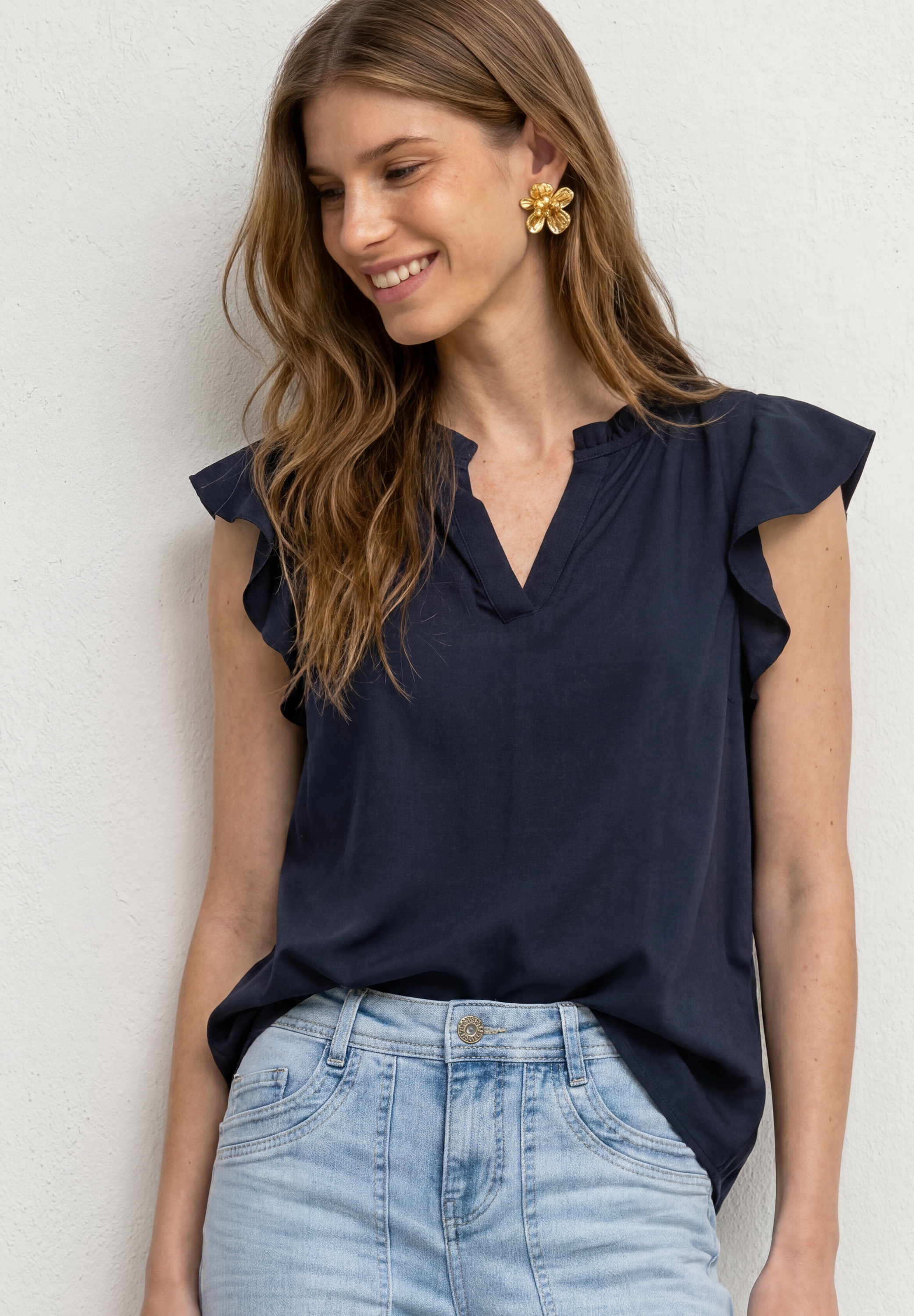 STREET ONE Blouse à manches courtes blouse d'été avec manches volantées