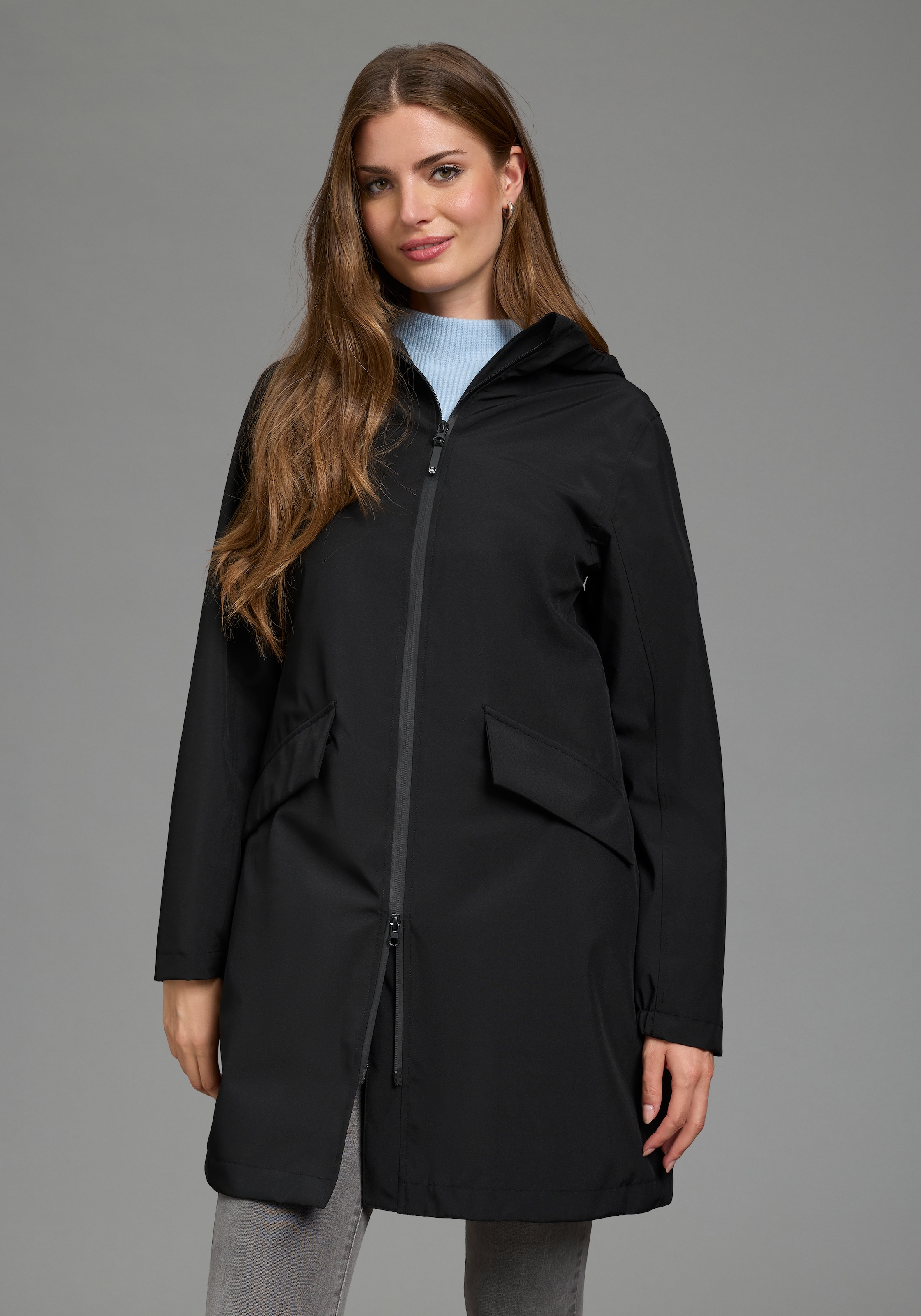 Polarino Veste fonctionnelle avec capuche léger & flexible, adapté à la pluie, imperméable, respirant