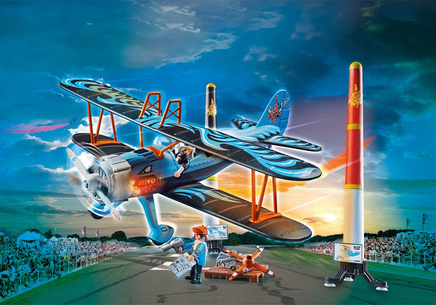 Playmobil® Konstruktions-Spielset »Doppeldecker "Phönix" (70831), Air Stuntshow«, (45 St.), mit Soundeffekten; Made in Germany