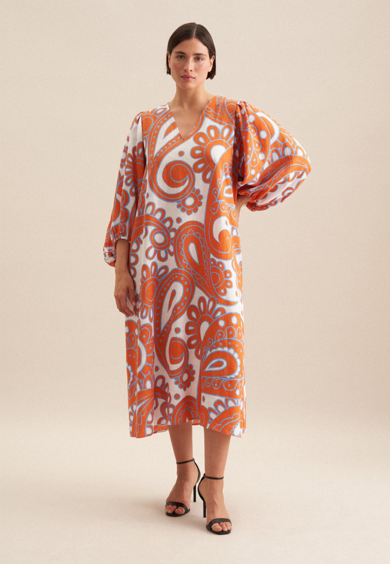 seidensticker Sommerkleid »Schwarze Rose« 3/4 V-Neck Paisley