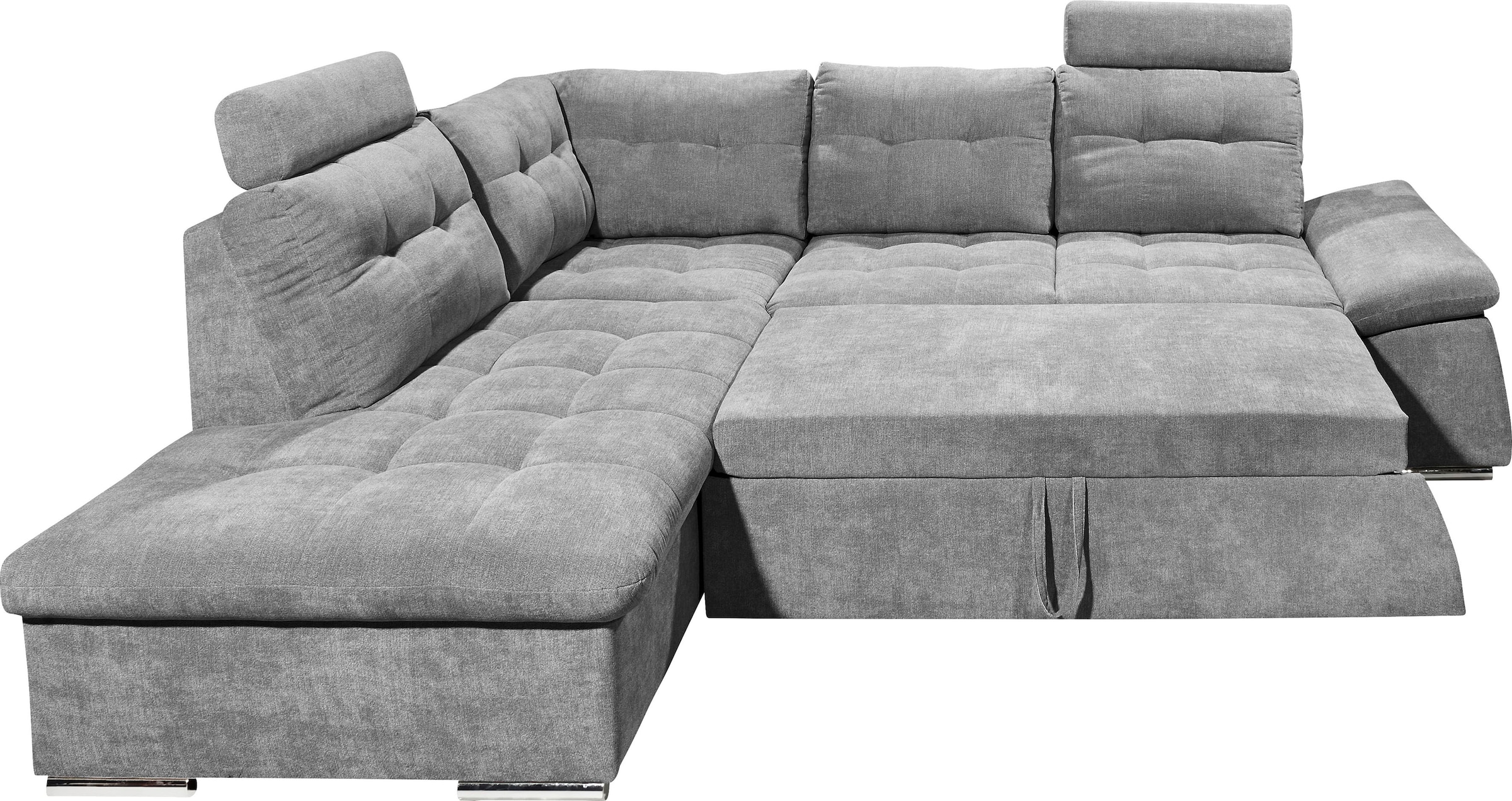 ED EXCITING DESIGN Ecksofa »Nalo L-Form«, mit Bettfunktion, Armteilverstellung, Kopfstützen & 2 Nierenkissen