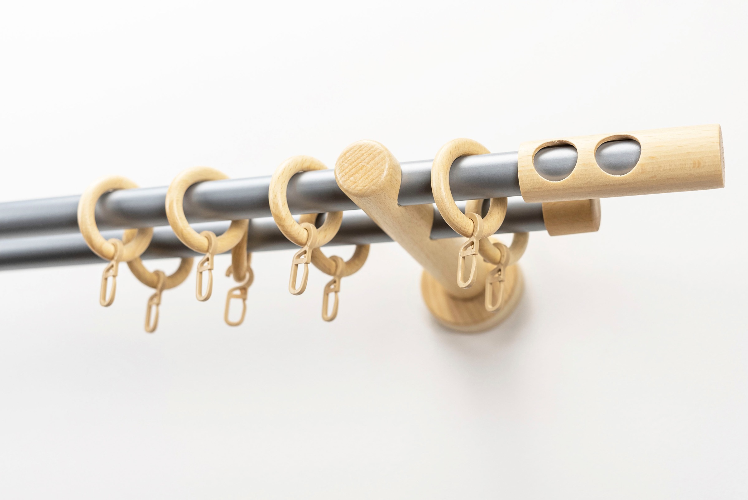 Image of GARESA Gardinenstange »PANDORA«, 2 läufig-läufig, Wunschmasslänge, Vorhanggarnitur, einfache Montage, m. Stangenverbinder verlängerbar, Wandmontage, Knopf m.runden Löcher, mit Ringe bei Ackermann Versand Schweiz