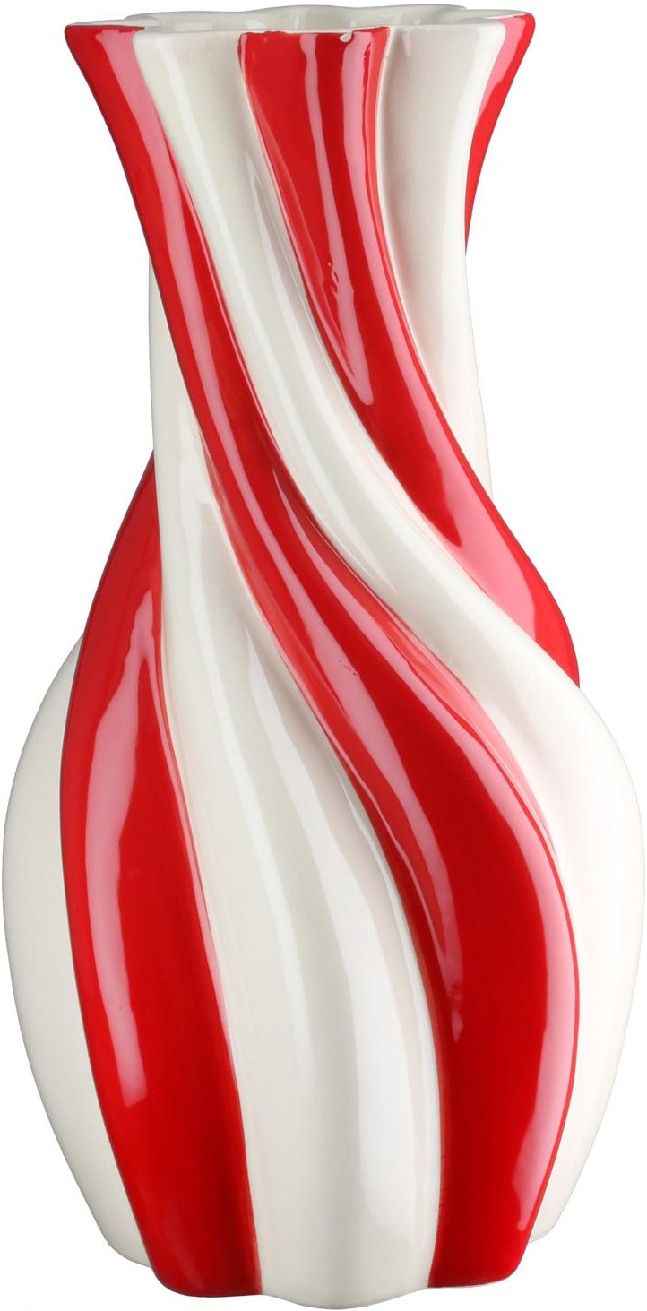 GILDE Tischvase »Vase, Kegel, "Candy", gestreift, Keramik, creme, rot« Vase Candy Dekovase modern Trend Hingucker Geschenkidee