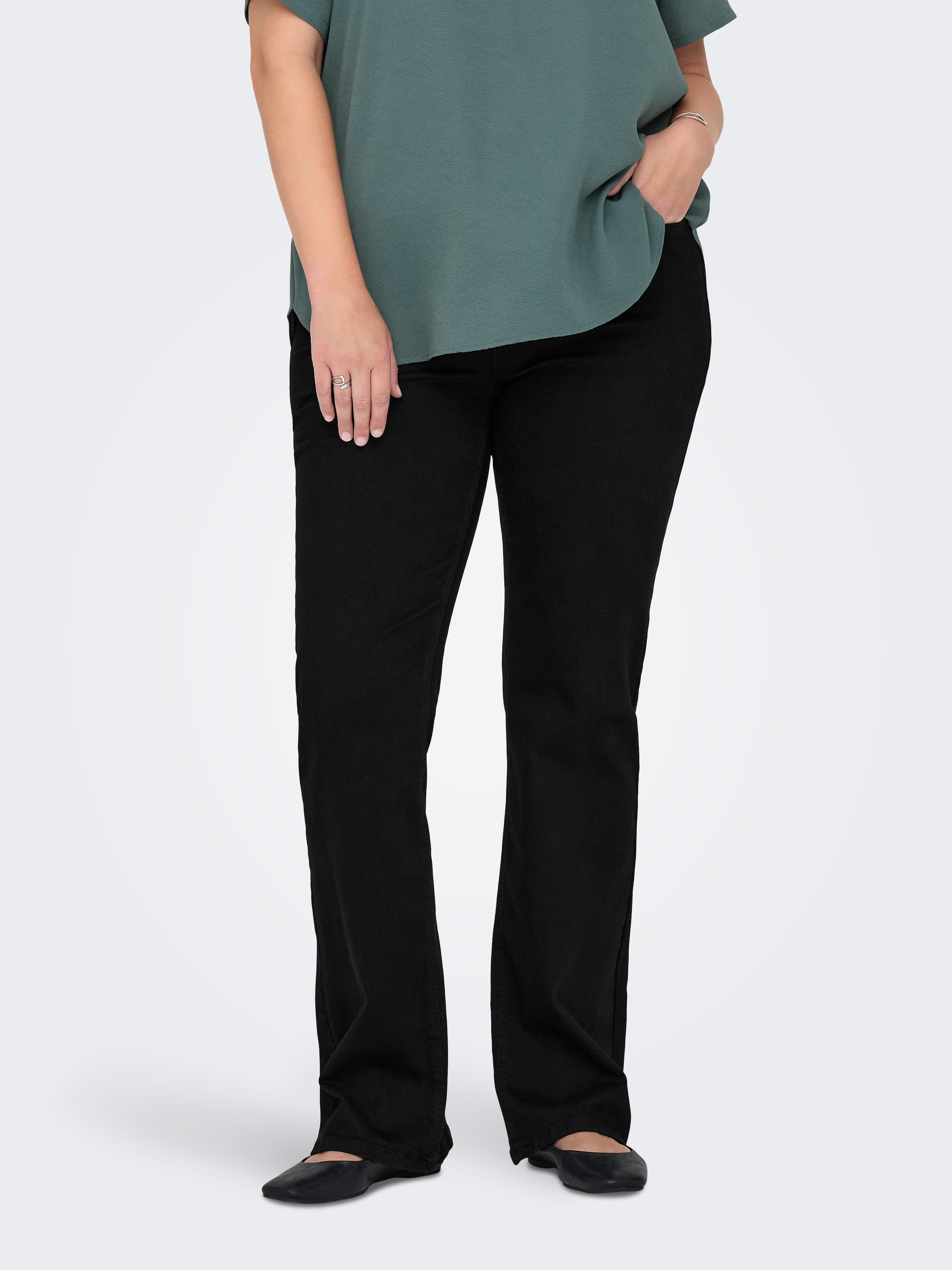 Image of ONLY CARMAKOMA High-waist-Jeans "CARWILLY HW FLARED PIM2343 DNM"