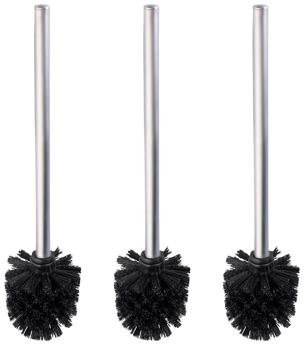 WC-Reinigungsbürste, Set, 3 St., aus Edelstahl-Kunststoff, schwarz, Durchmesser 8 cm