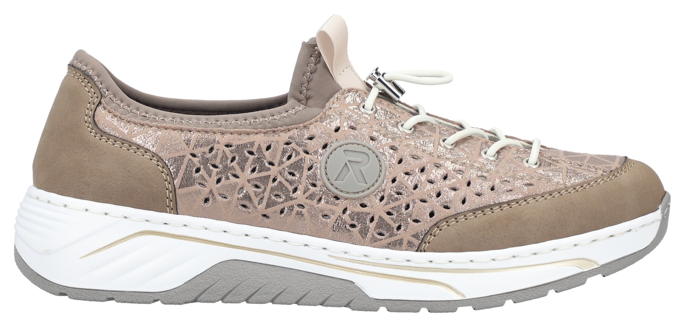 Rieker Slip-On Sneaker  Slipper, Freizeitsneaker, Halbschuh in Metallic-Optik
