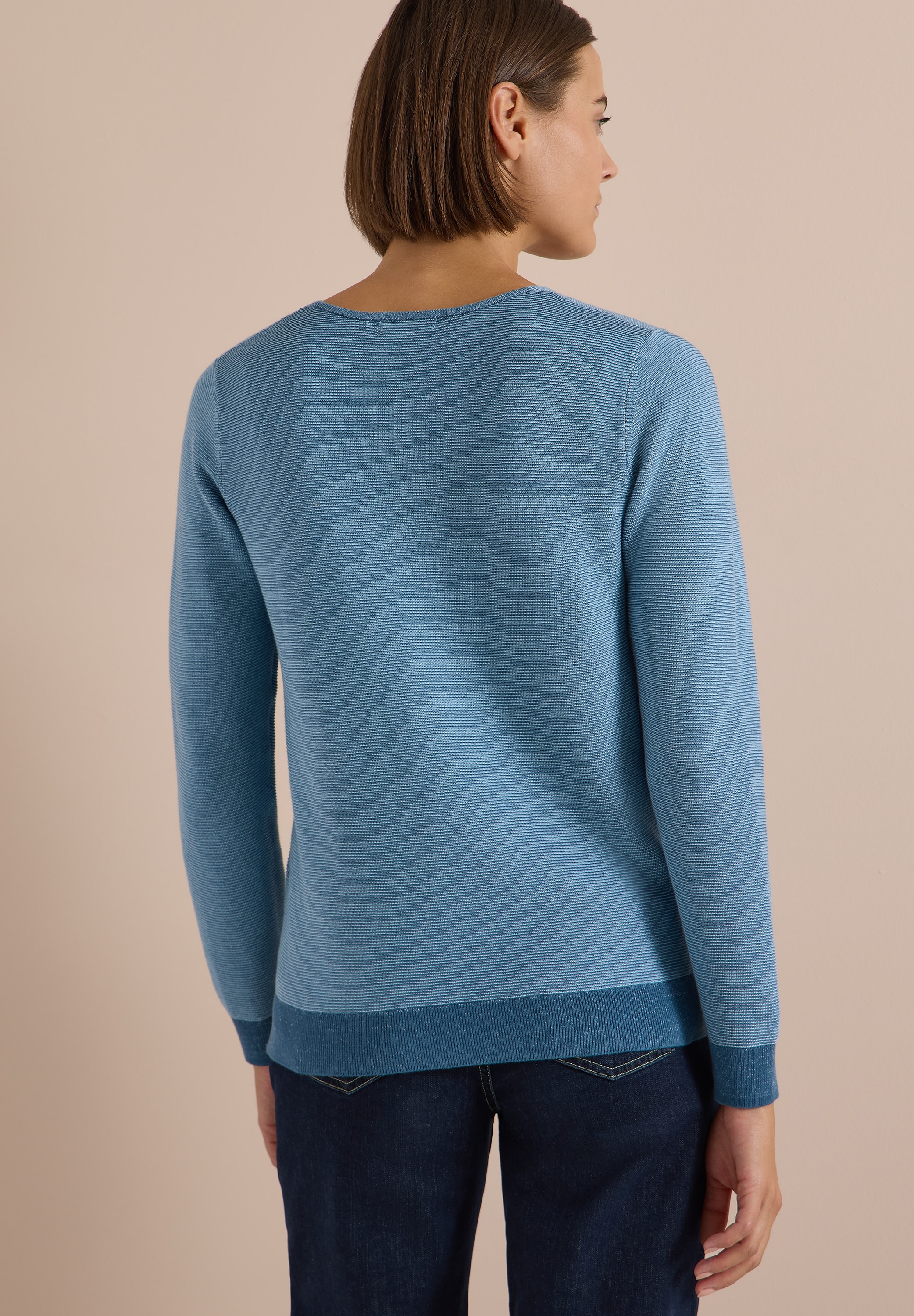 Cecil Strickpullover im Two-Tone-Look mit V-Neck