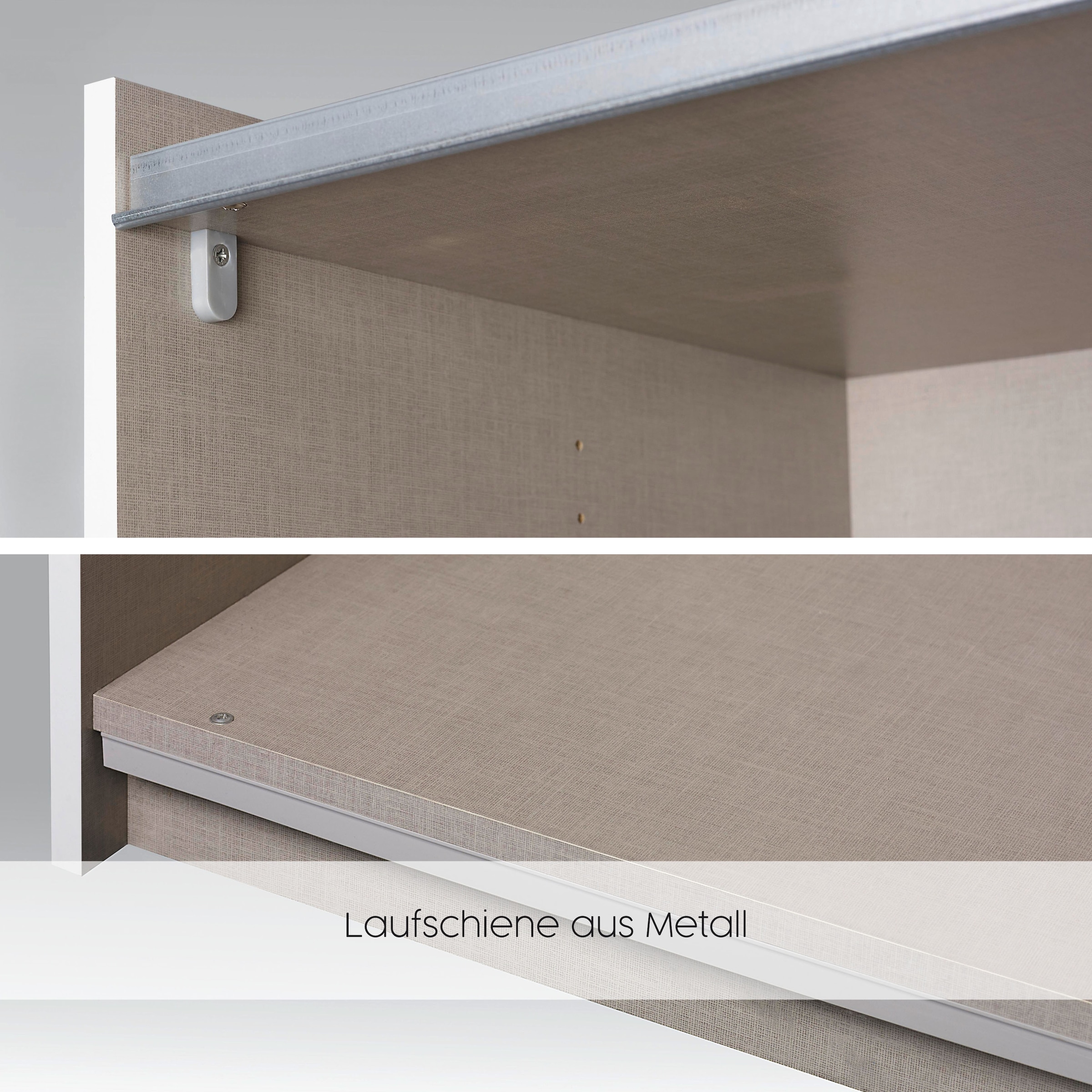 rauch Schwebetürenschrank »Kleiderschrank Schrank Garderobe TOPSELLER ASTANA OTTO´s CHOICE« 3 Ausstattungen BASIC/CLASSIC/PREMIUM (inkl. SOFT-CLOSE-FUNKTION),  mit 3 Spiegelelementen, Metallgriffleisten alufarbig MADE IN GERMANY