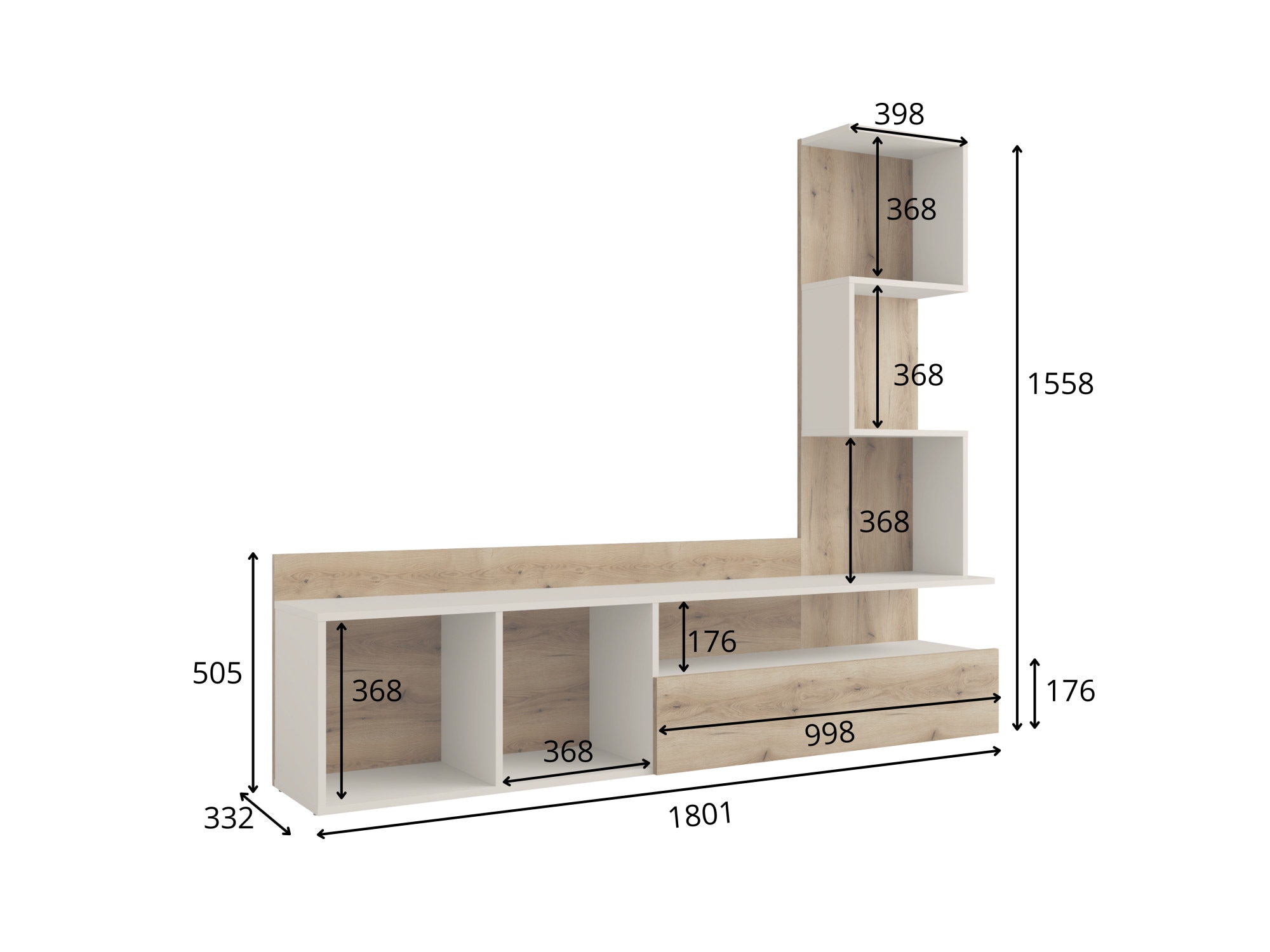 Home affaire Meuble mural »LUMIA TV-Lowboard mit Regal, wahlweise mit Beleuchtung, viel Stauraum«