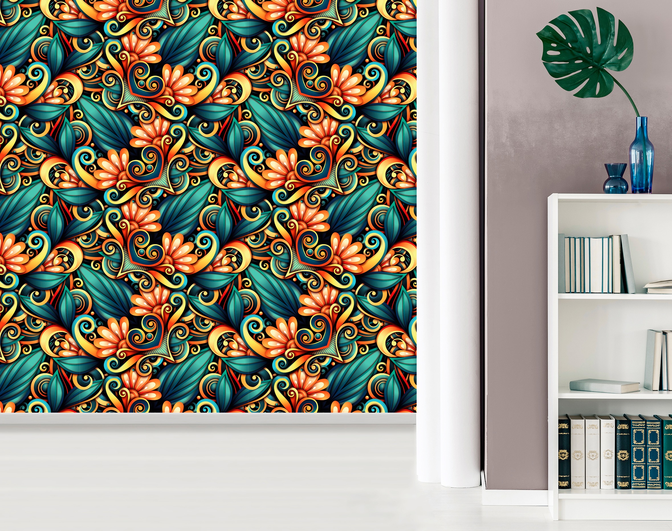 queence Vinyltapete »Liesbeth« Motiv | bedruckt | botanisch | floral | gemustert | natürlich glatt 90x250cm, selbstklebend, kinderleichte Anbringung, , Sticker