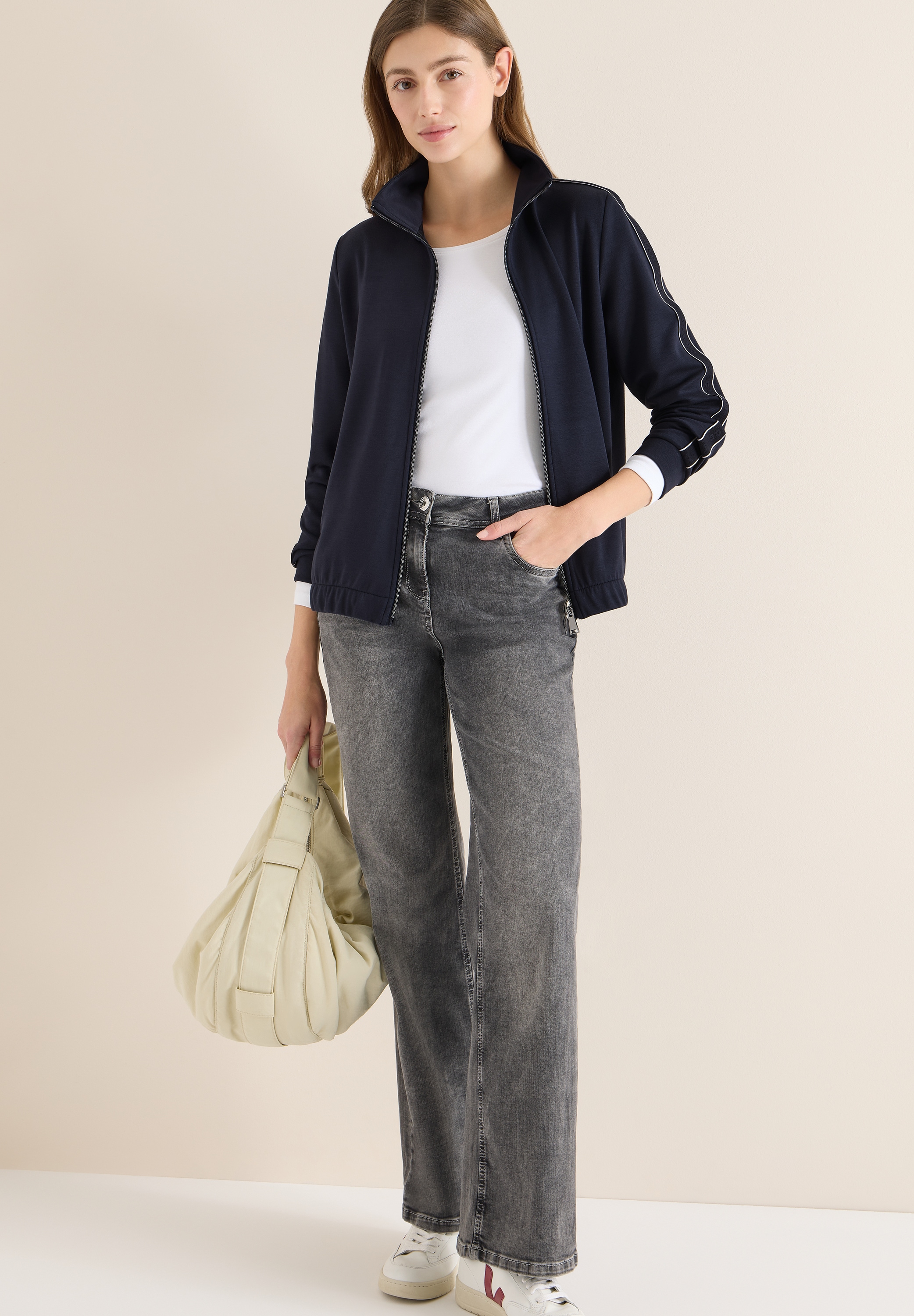 Cecil Veste sweat Langarm mit Tape-Details und Bündchen