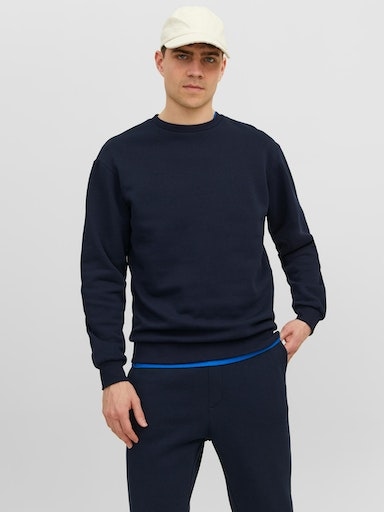 Image of Jack & Jones Sweatshirt "JJEBRADLEY mit Rippbündchen für Alltag und Freizeit", Materialmix, relaxed fit