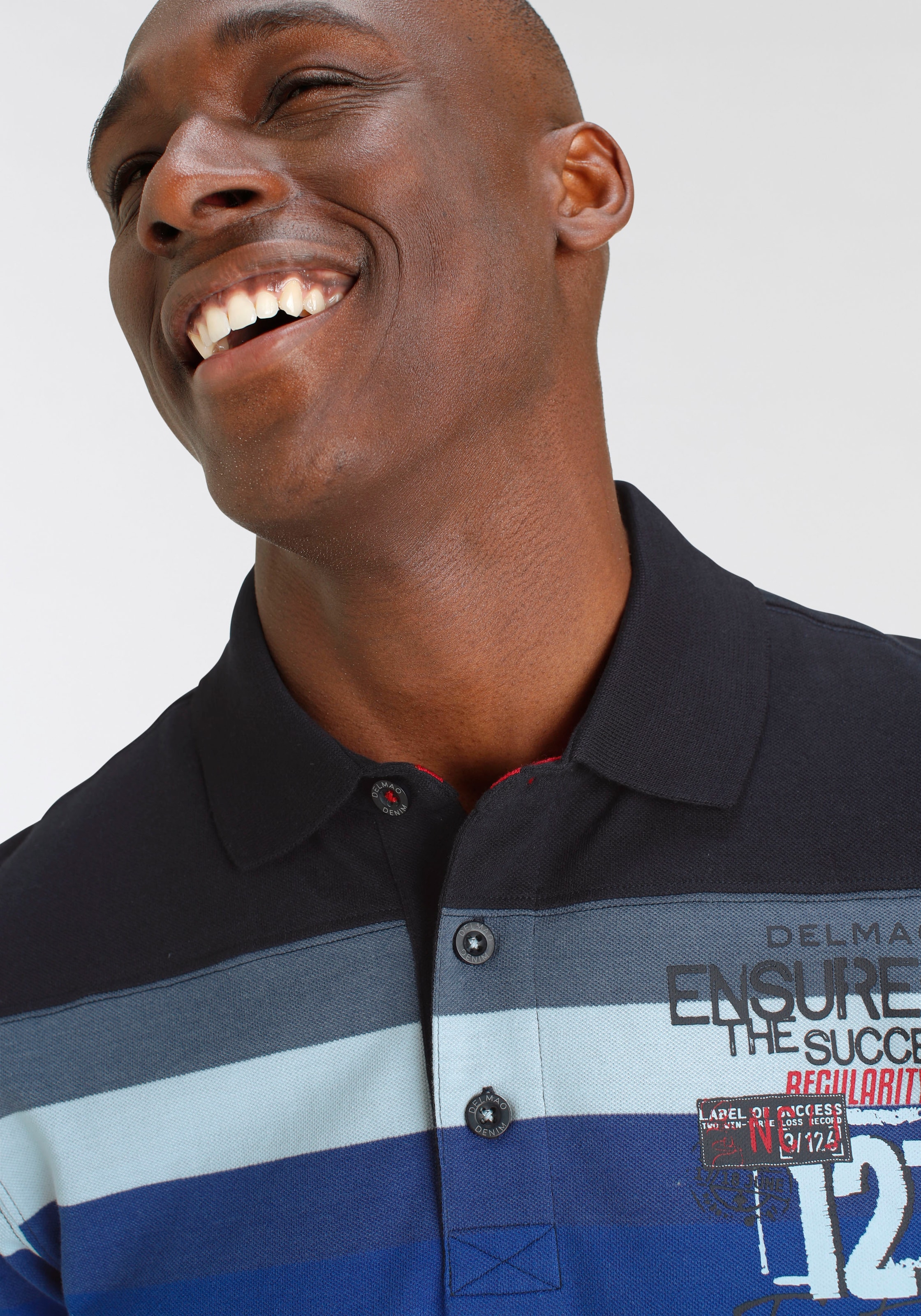 DELMAO Poloshirt, mit und versandkostenfrei MARKE! auf Streifen Print-NEUE