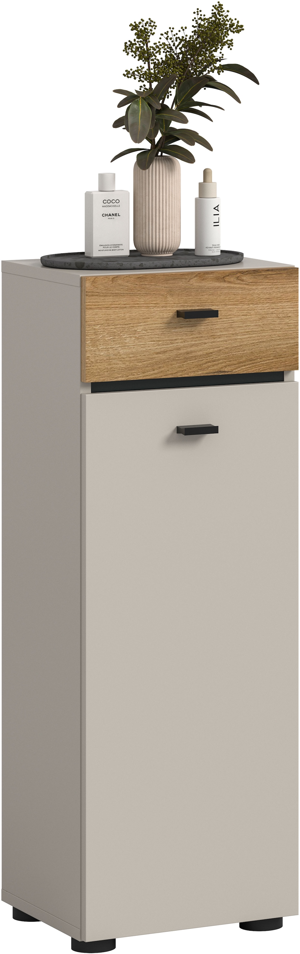 Image of welltime Midischrank "VANN, Höhe 91cm, 1 Tür, 1 Schubkasten, 3 Fächer,Türanschlag wechselbar" individuell mit weiteren Artikel der Serie VANN kombinierbar, Standschrank, Kommode, Schrank, Badschrank, Universalschrank, Bad
