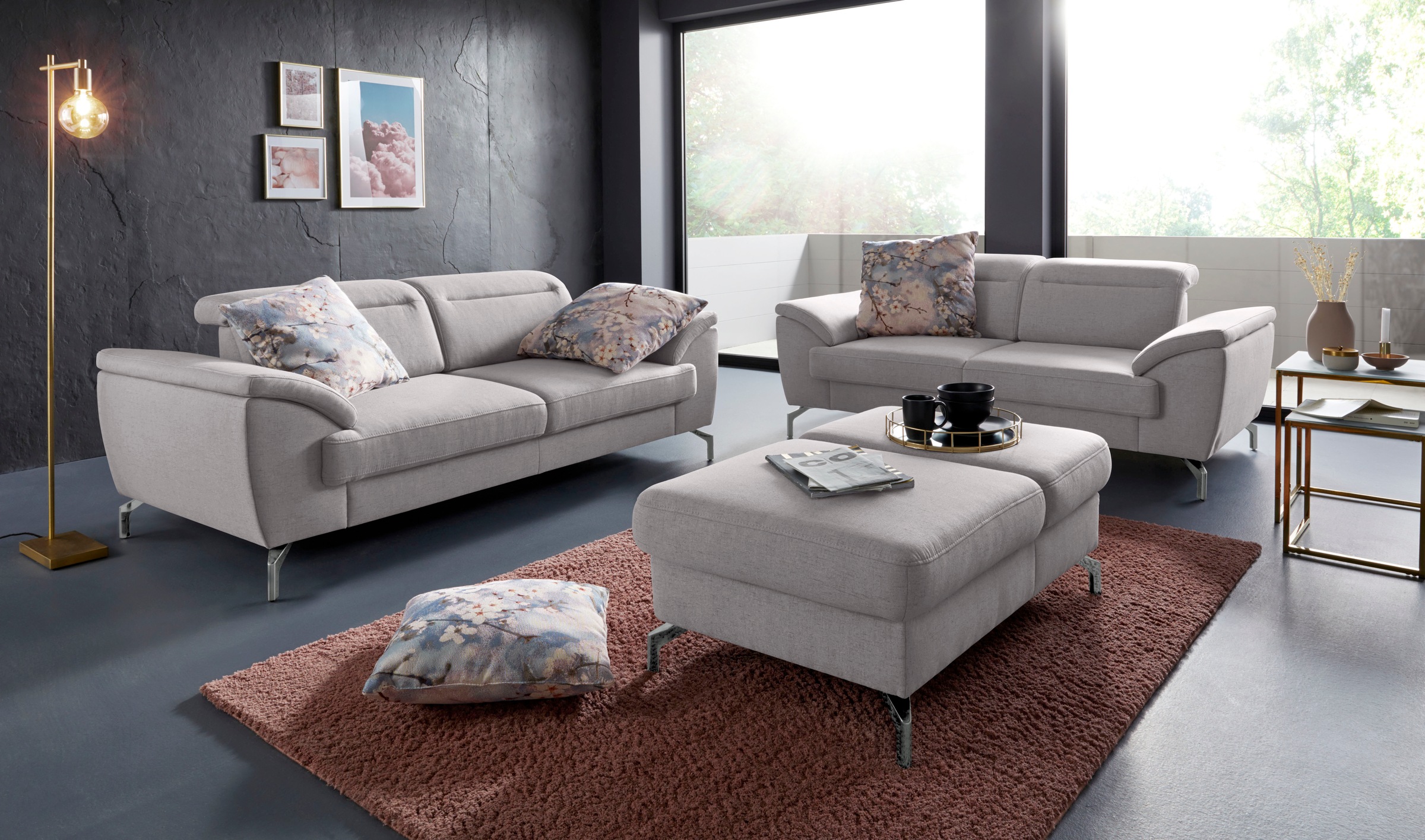 sit&more 2,5-places »Percy« 15 cm Fusshöhe, Sitztiefenverstellung, wahlweise Kopfteilverstellung