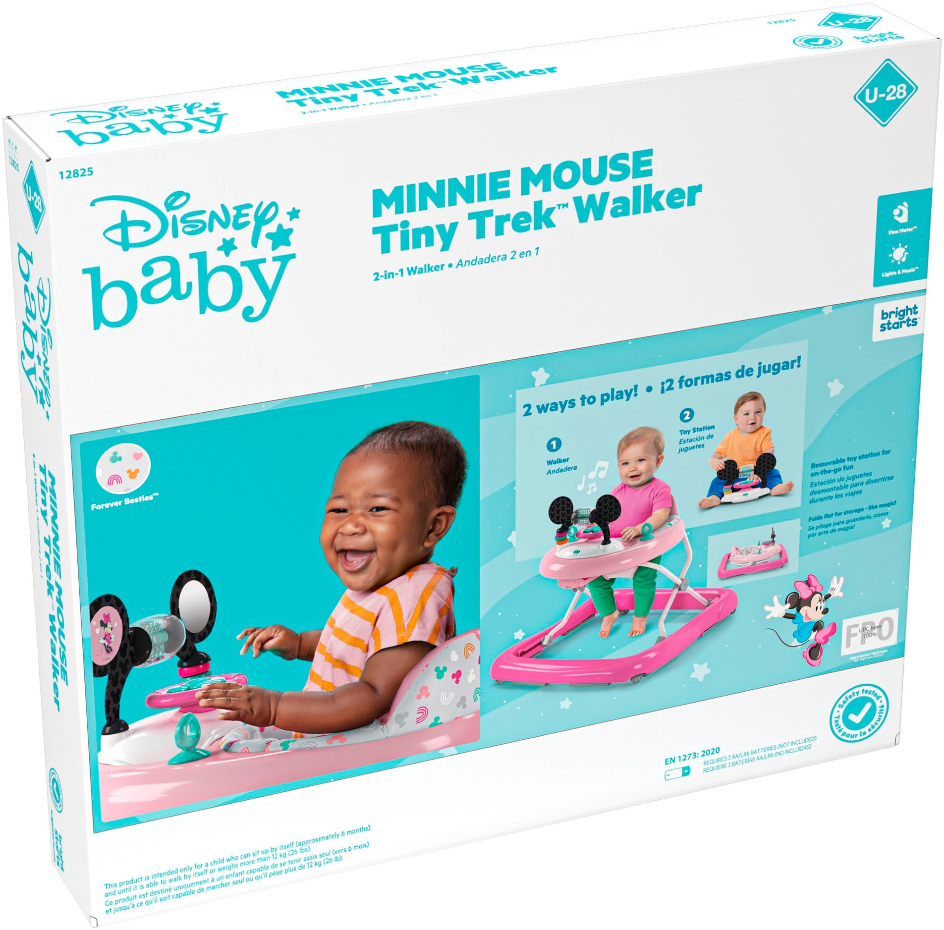 Bright Starts Trotteur »MINNIE MOUSE Tiny Trek™ Walker, Forever Besties™, 2-in-1 Walker« mit Licht und Sound