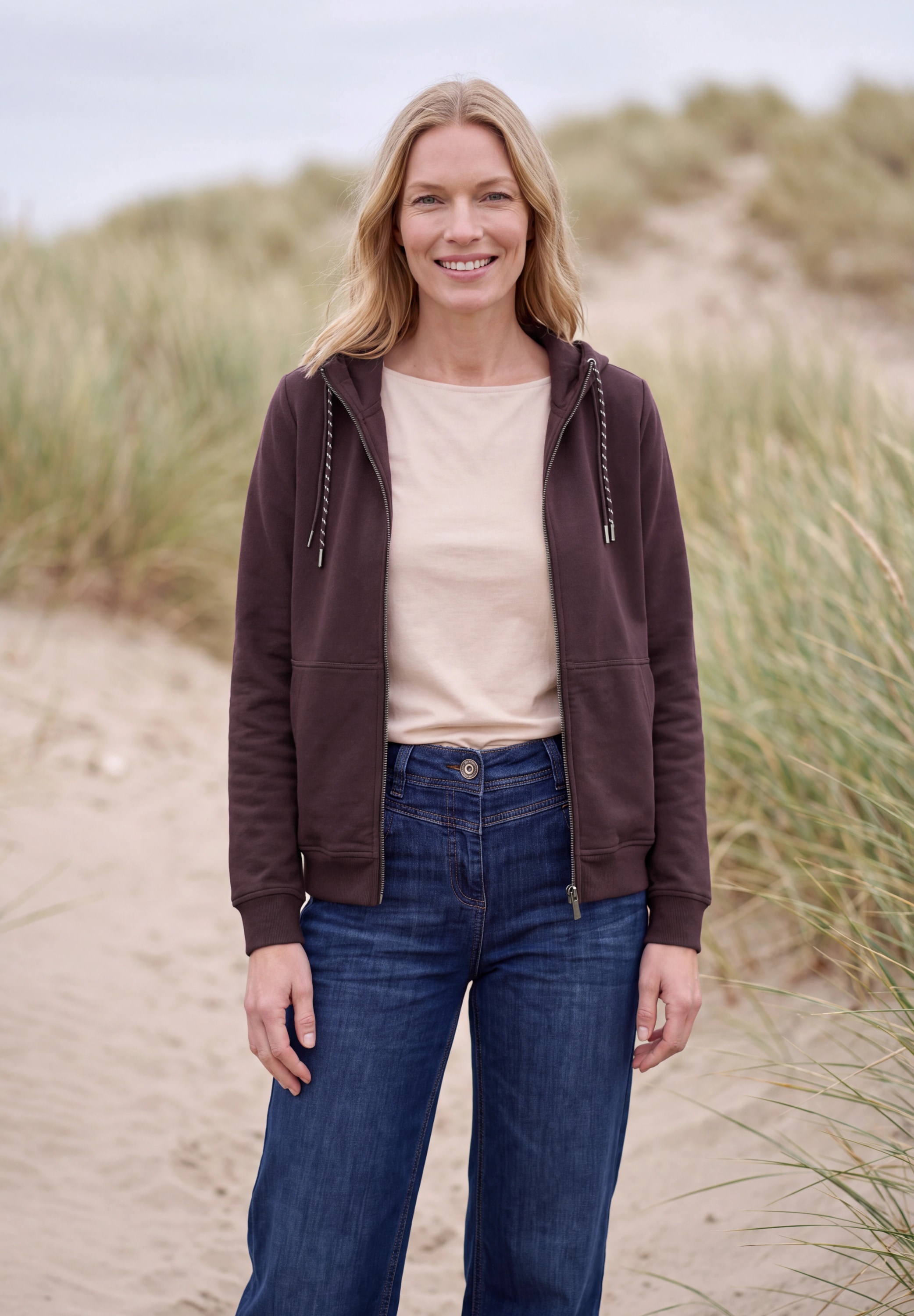 Image of Cecil Kapuzensweatjacke mit Elasthananteil / unifarben