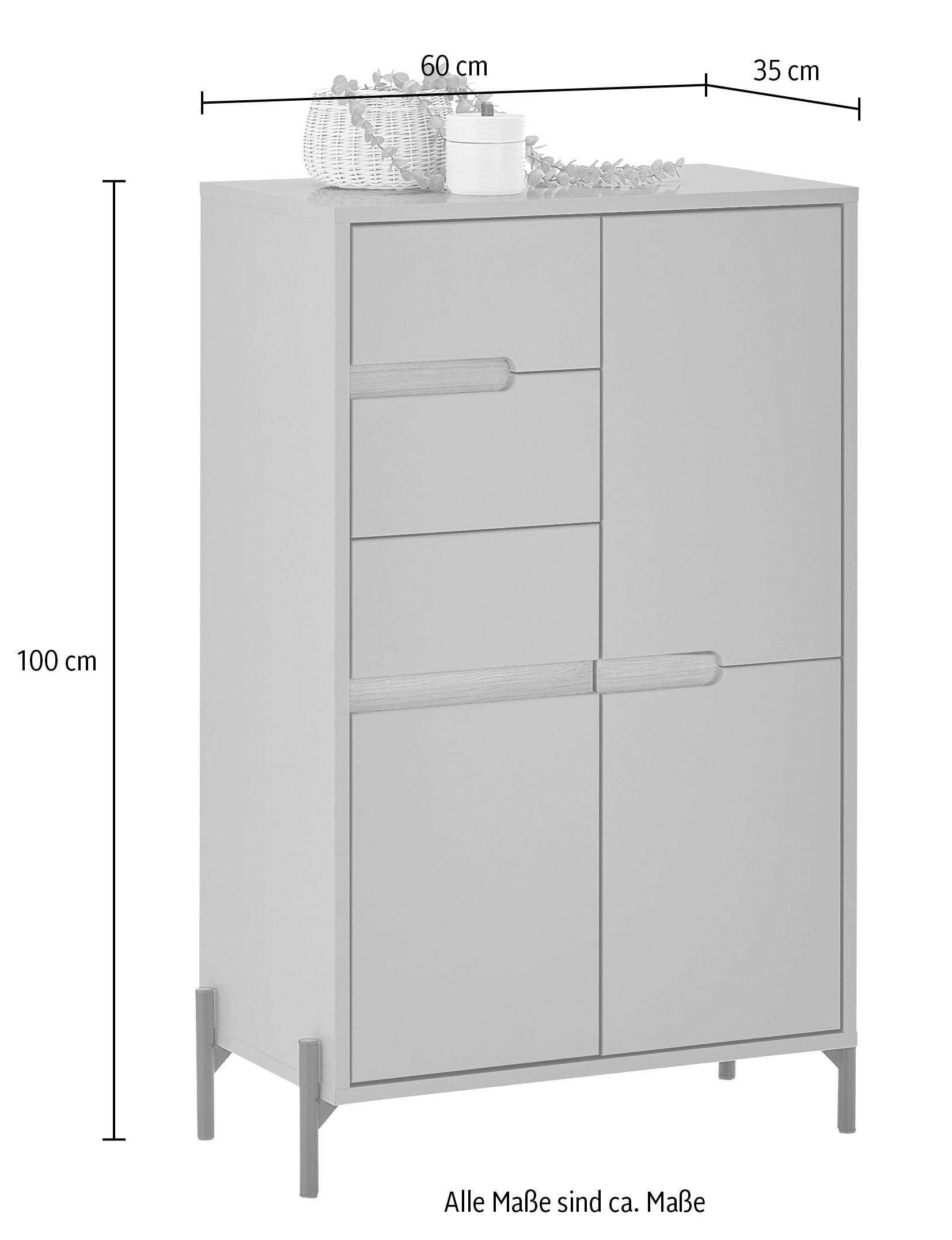 BASIC by Balculina Armoire intermédiaire »Avanto B/H/T 60x100x35 cm« 1 cuis tlg. Largeur 60cm, fermeture douce pour portes, FSC-Mix 70%