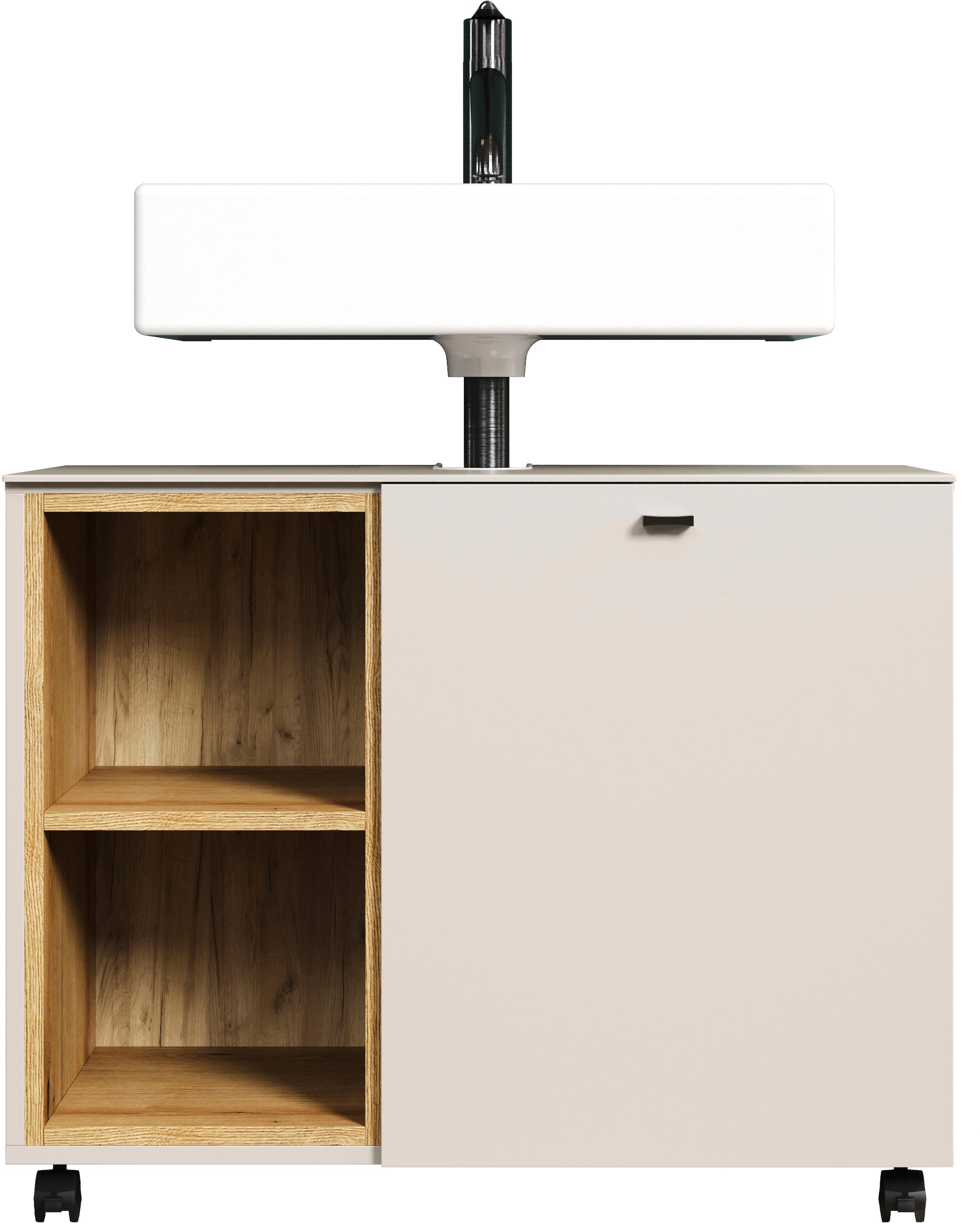 welltime Armoire sous lavabo »San Pedro« 1 cuis tlg. Waschbeckenunterschrank a. Rollen, Soft-Close 80/42/64 cm