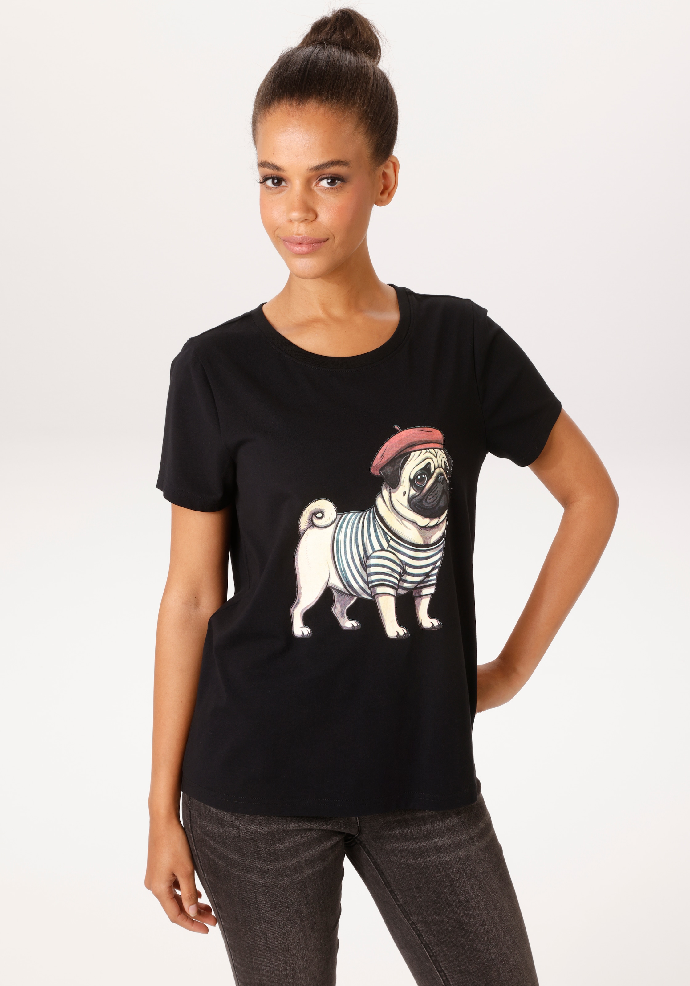 Image of Aniston CASUAL T-Shirt mit Dackel oder Mops bedruckt - du hast die Wahl