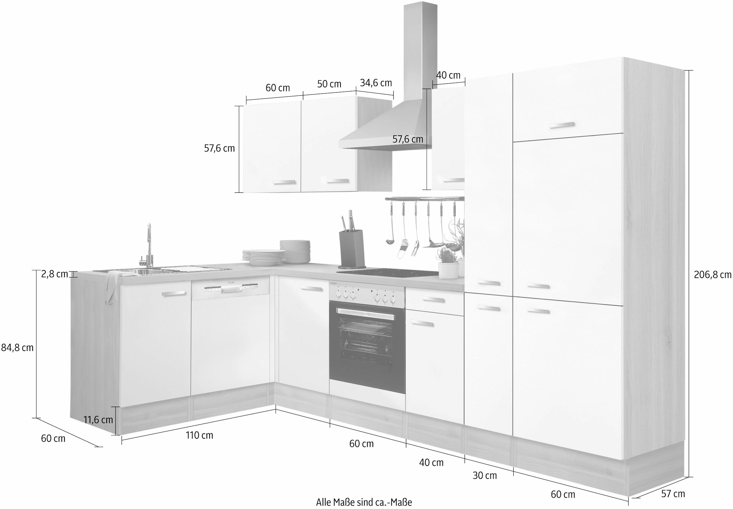 ♕ OPTIFIT Winkelküche auf 175 versandkostenfrei cm Stellbreite x 300 ohne »Faro«, E-Geräte