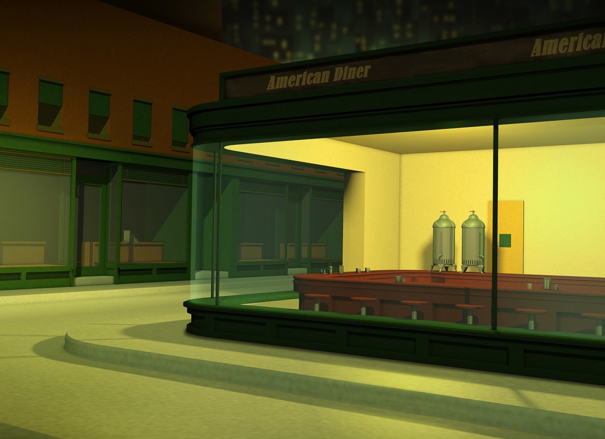 Image of Papermoon Fototapete »American Diner bei Nacht«, samtig, Vliestapete, hochwertiger Digitaldruck bei Ackermann Versand Schweiz