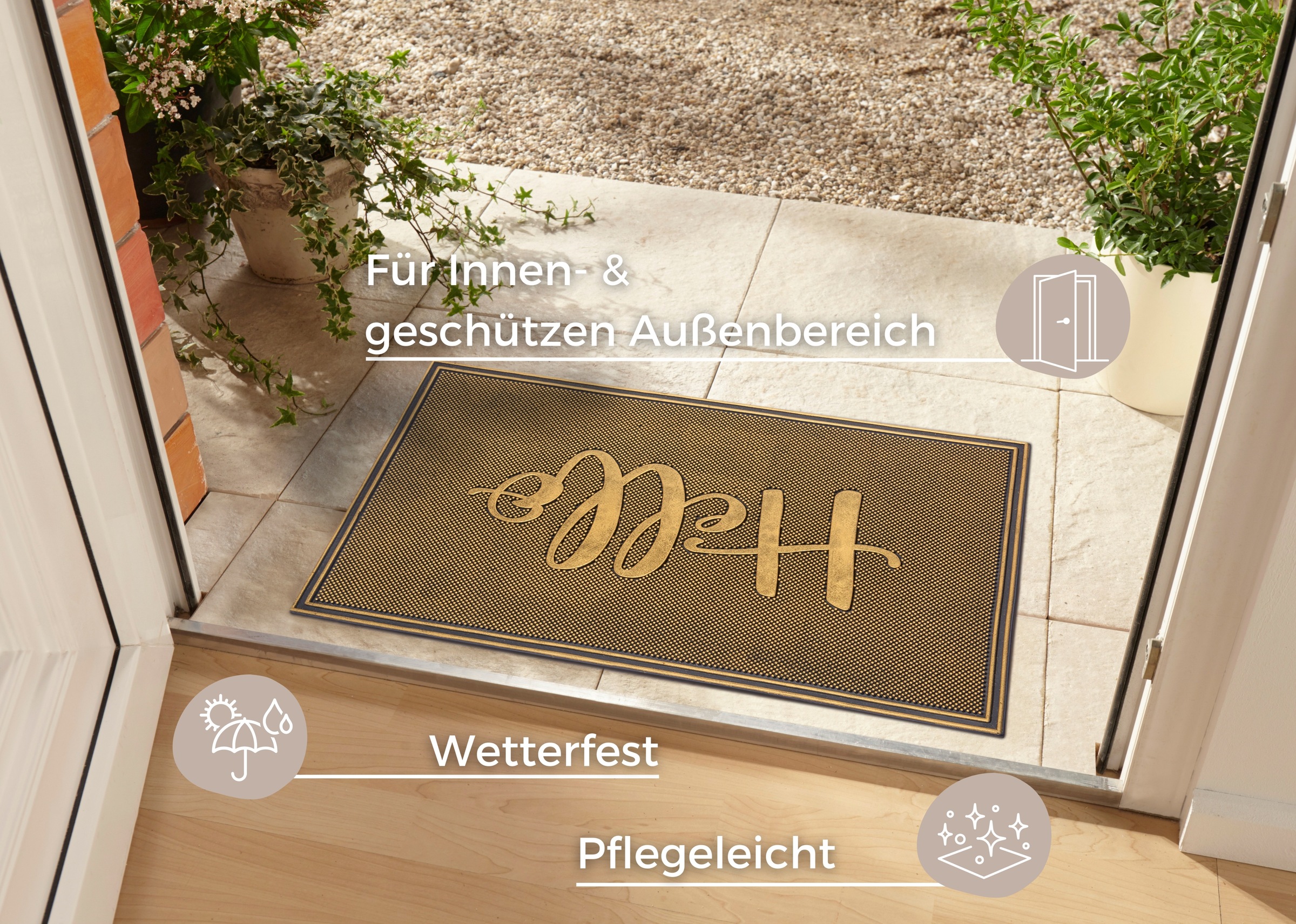 HANSE Home Fussmatte »Hello, Türmatte«, rechteckig, 10 mm Höhe, Gummi, Schmutzfangmatte, Outdoor, Rutschfest, Innen, Gummimatte