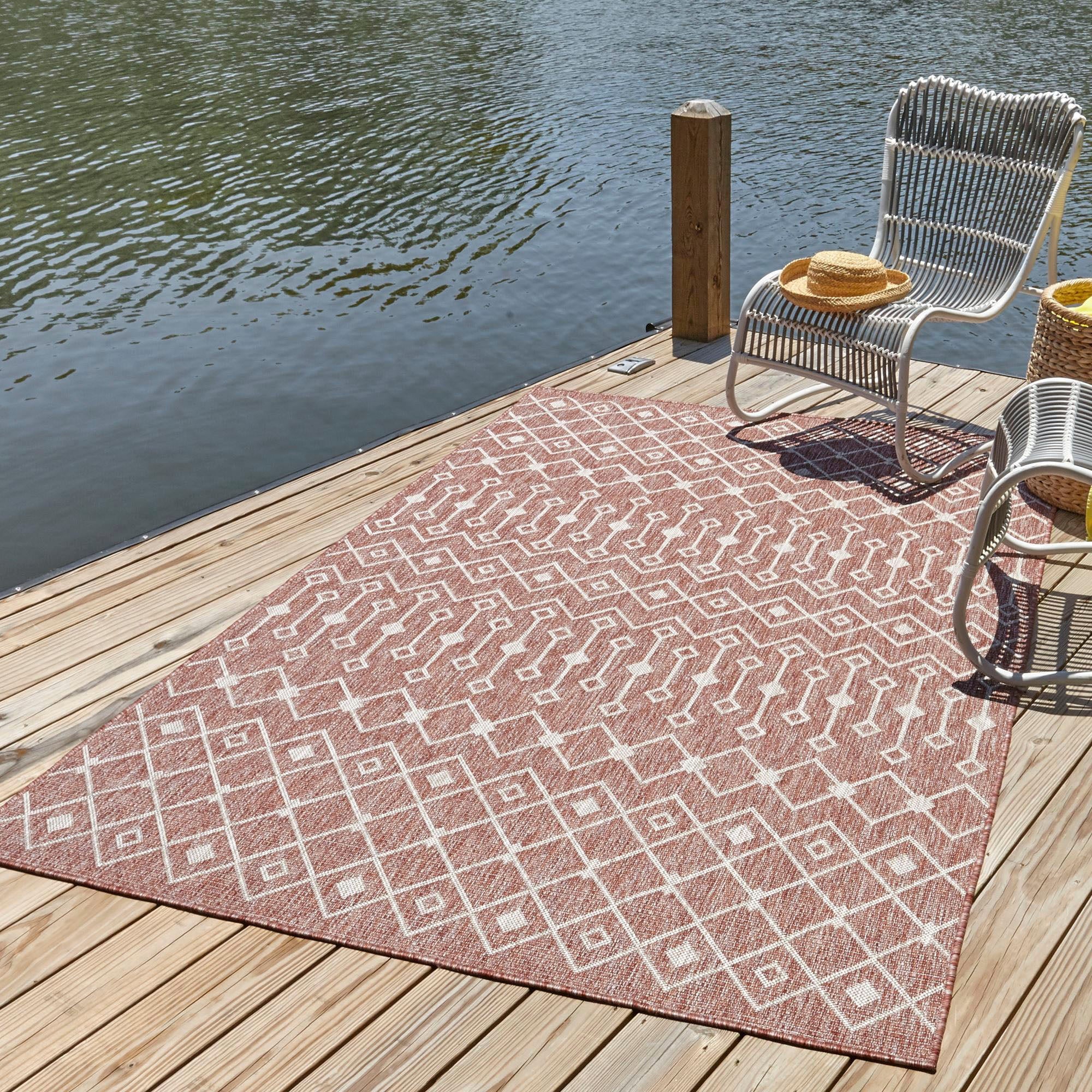 Myflair Möbel & Accessoires Teppich »Outdoor Crosses Lagerräumung«, rechteckig, 4 mm Höhe, Flachgewebe, Rauten Muster, In- und Outdoor geeignet