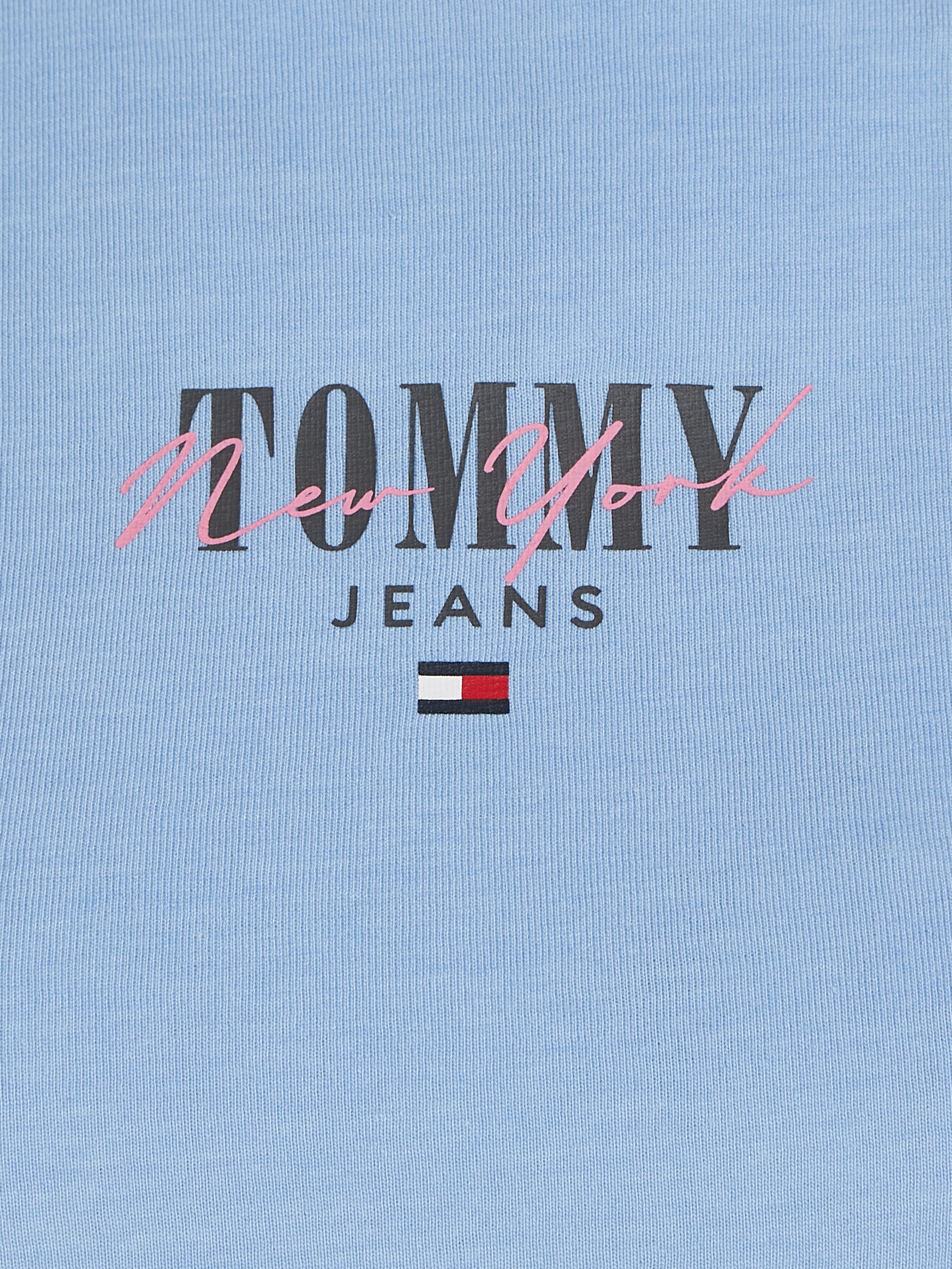 Tommy Jeans Rundhalsshirt »Rib Slim Essential Logo«, Rippshirt, feines Jersey Rippe, elastisch mit Tommy Jeans Logo