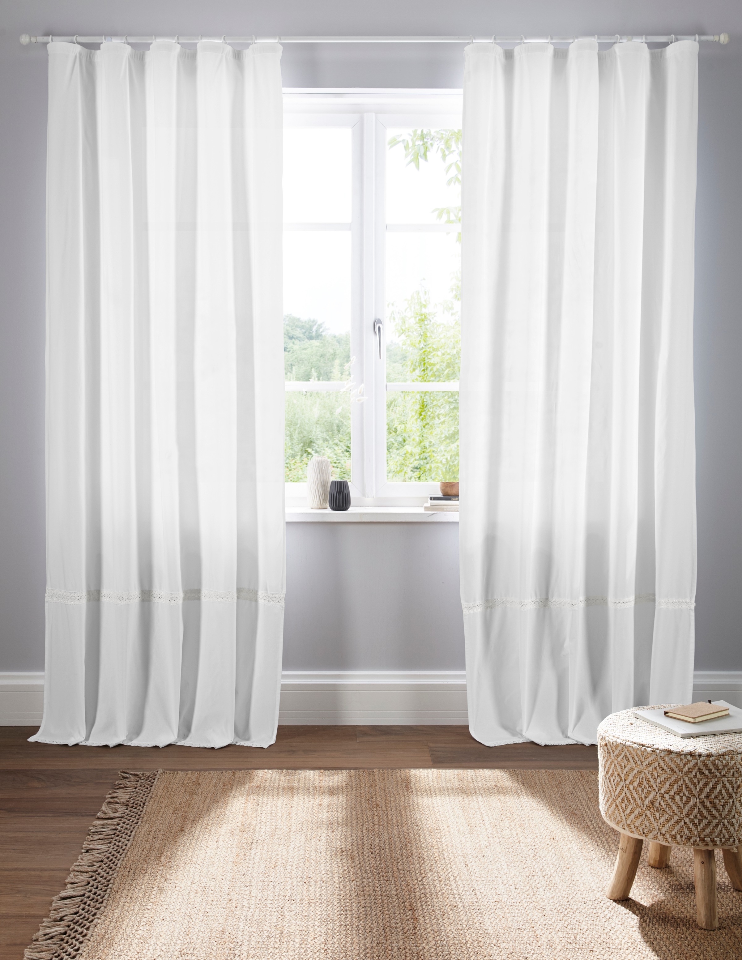 Image of Home affaire Gardine »Anita«, (1 St.), transparent, Bio Baumwolle, mit Häkelspitze bei Ackermann Versand Schweiz