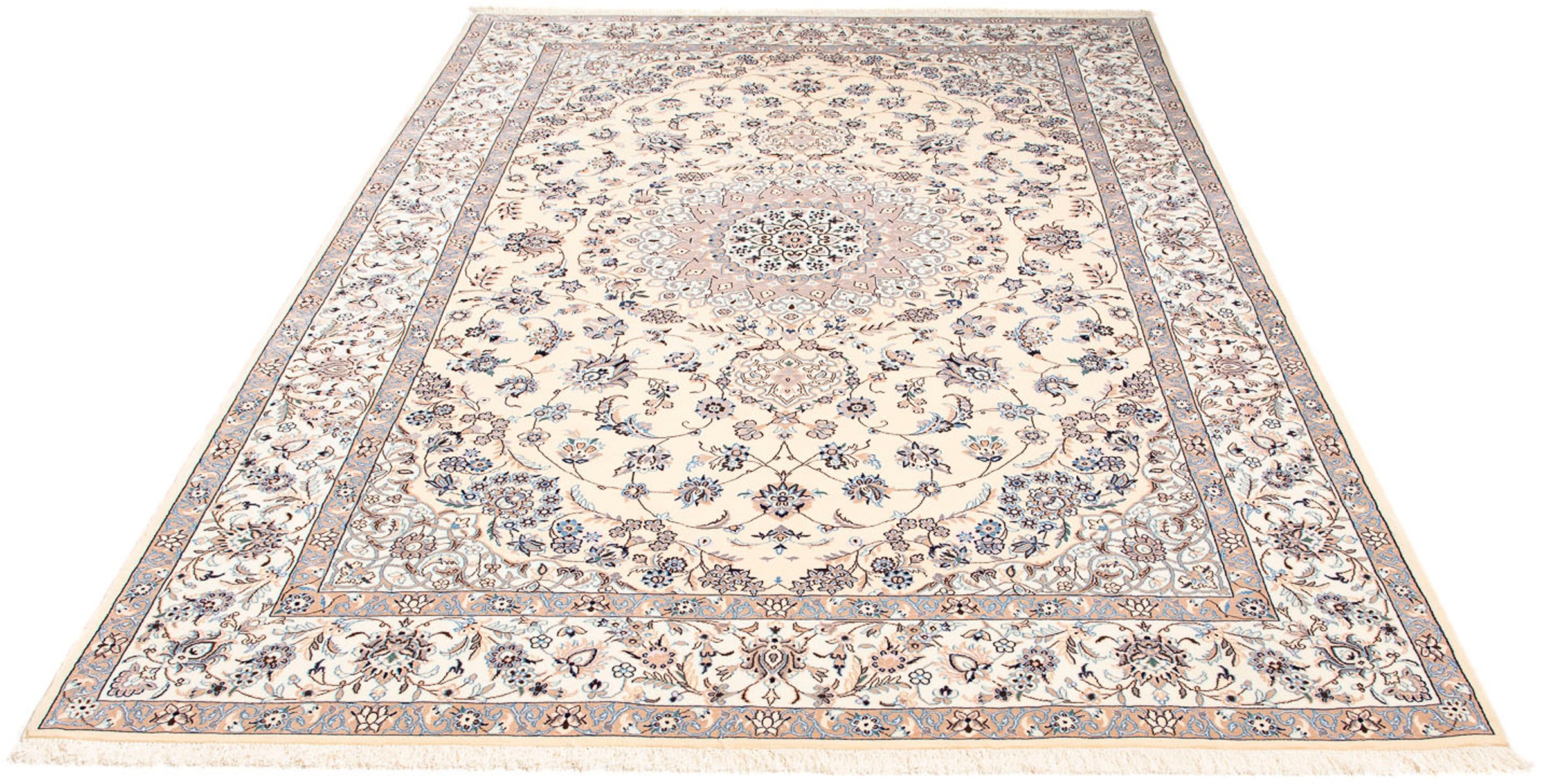Image of morgenland Orientteppich »Perser - Nain - Premium - 255 x 171 cm - beige«, rechteckig, 6 mm Höhe, Wohnzimmer, Handgeknüpft, Einzelstück mit Zertifikat bei Ackermann Versand Schweiz