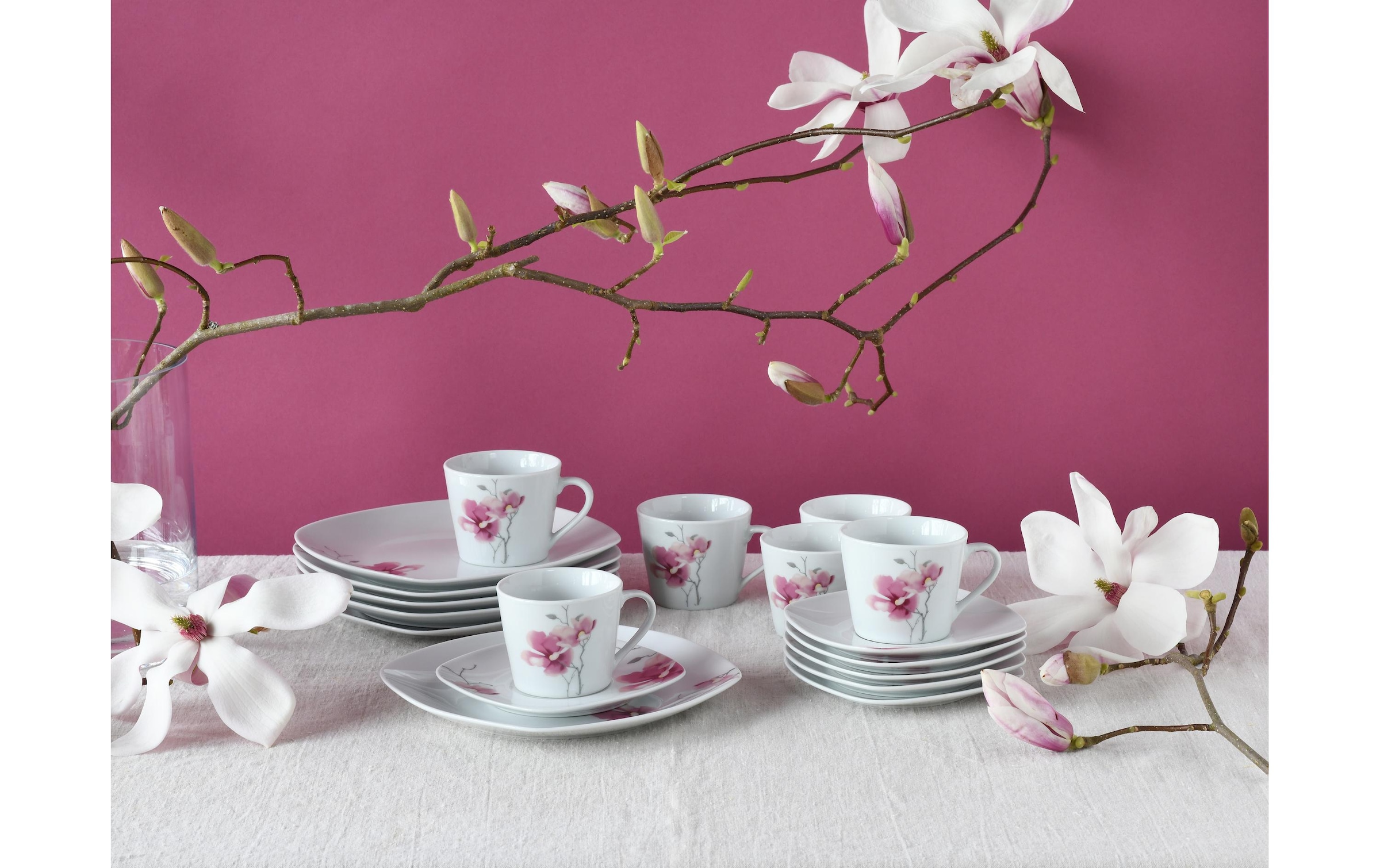 CreaTable Frühstücksteller »Teller-Set Rosa/Weiss«