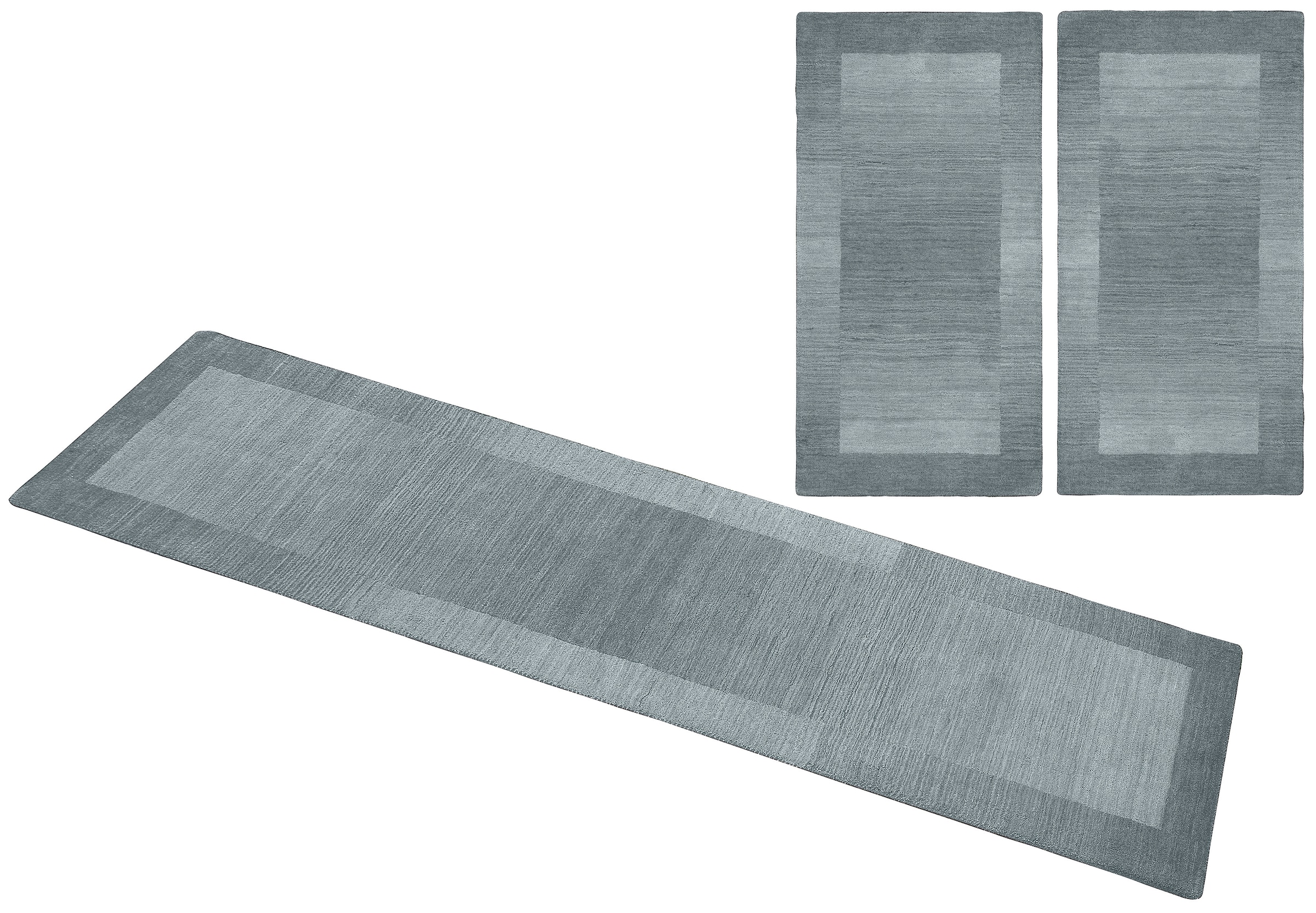 THEKO Bettumrandung »Gabbeh Super, Handweb, Teppich, Bordüre, reine Wolle,« Höhe 9 mm 3 tlg. Bettvorleger, Schlafzimmer, Läufer-Set