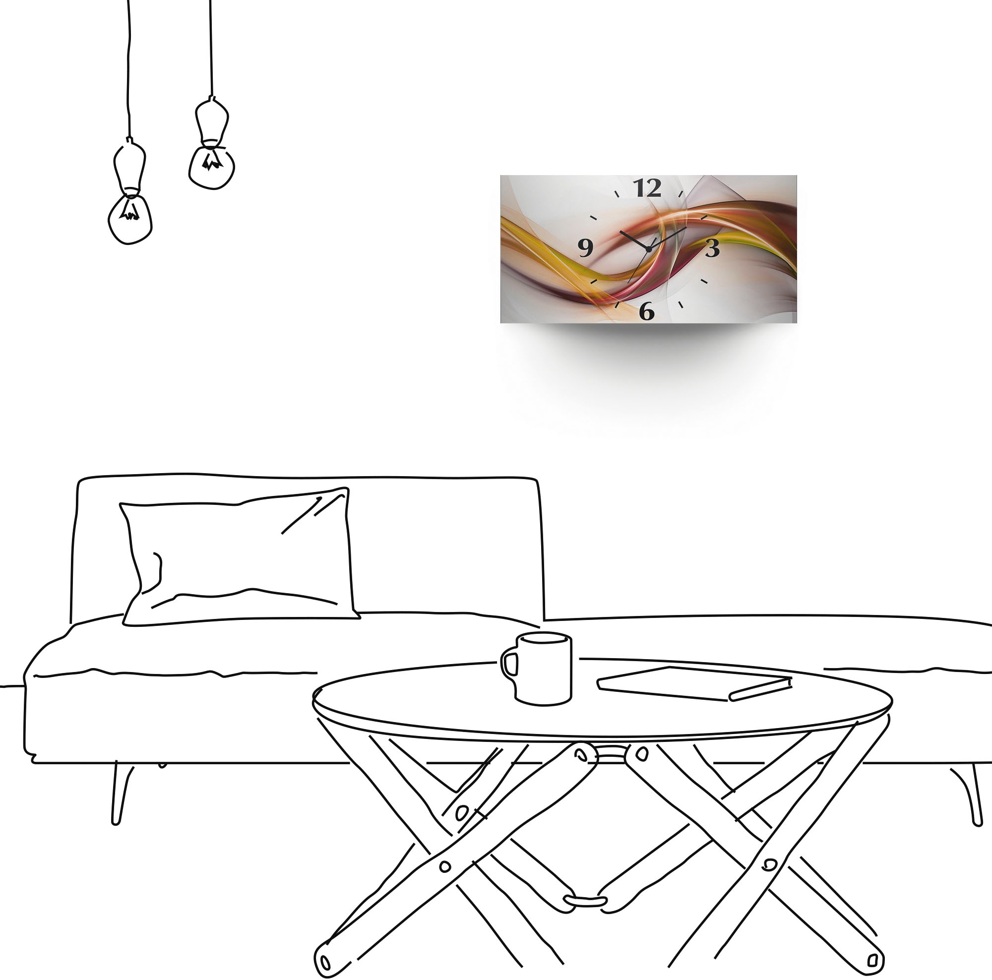 Artland Wanduhr »Abstrakes Design Orange«, 3D Optik gebogen, mit Quarz- oder Funkuhrwerk, versch. Grössen