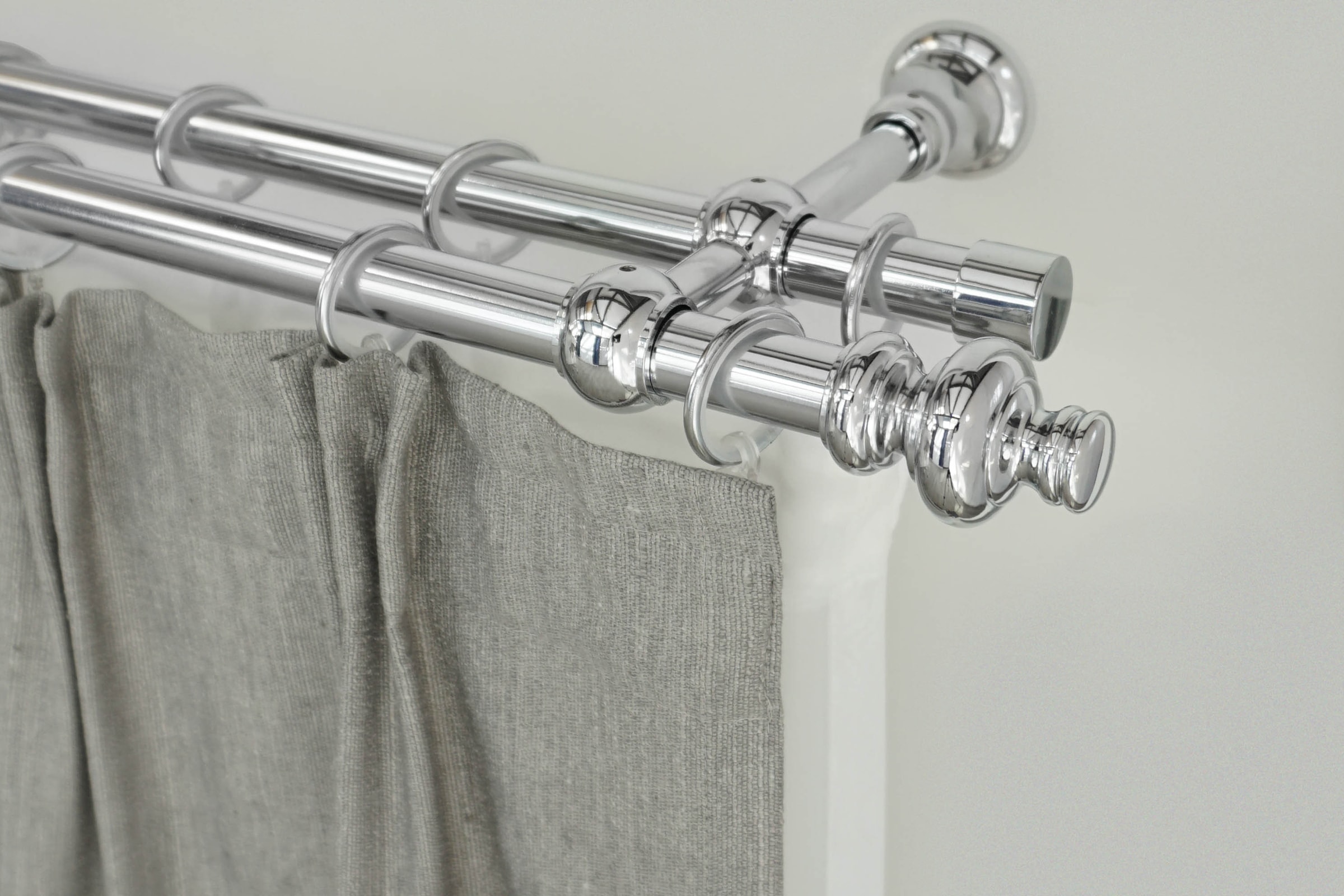 Image of GARESA Gardinenstange "ANDREA" Ø 20 mm 2 läufig-läufig Wunschmasslänge Vorhanggarnitur, verlängerbar, Endknopf Profil gross, mit Ringen
