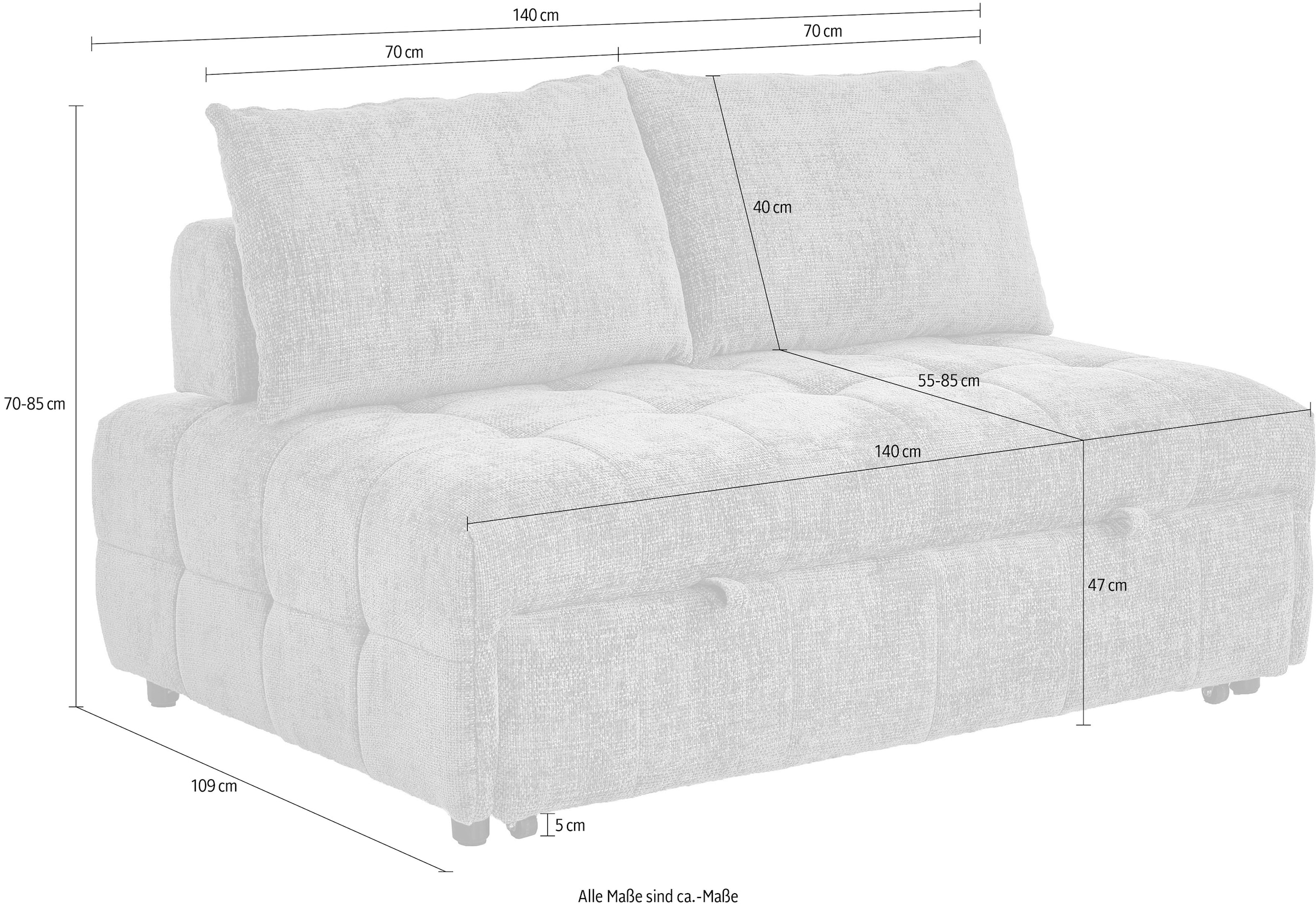 ATLANTIC home collection Canapé-lit 2-Sitzer Schlafsofa mit Sitztiefenverstellung (2x)