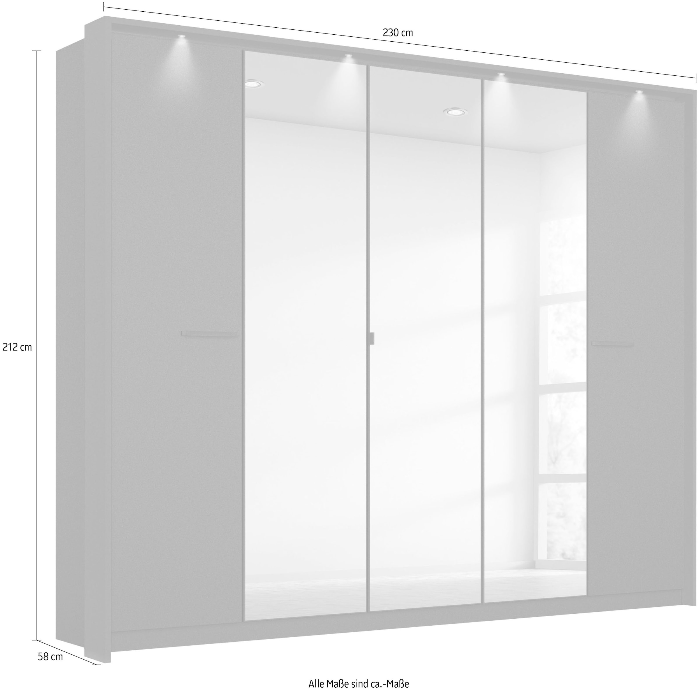GOODproduct Kleiderschrank »Mehrzweckschrank Aktenschrank Möbel Mietswohnung Schlafzimmer OTELI« erhältlich in Breiten 230/275 cm inkl. Innenschubladen und extra Böden,  inkl. Passepartout optional mit Beleuchtung MADE IN GERMANY
