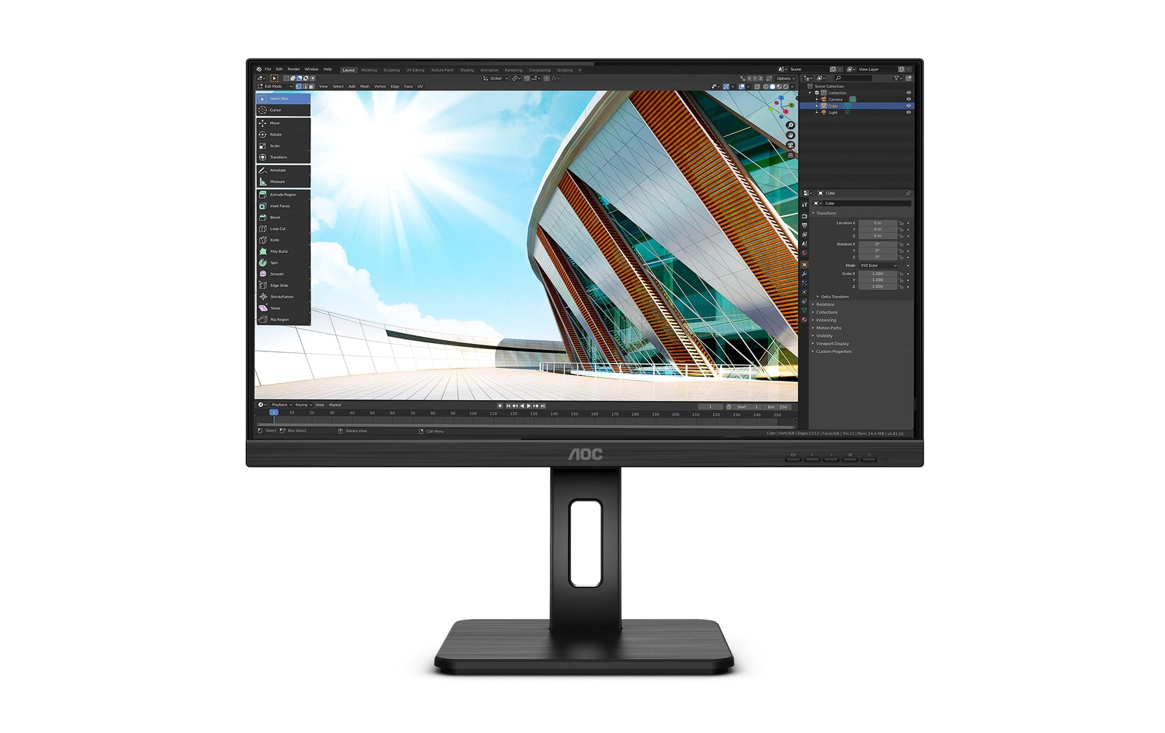 Image of AOC Ergo Monitor "Q24P2Q" 60,214 cm/23,8 ″ 2560 x 1440 px WQHD 4 Reaktionszeit 75 Hz