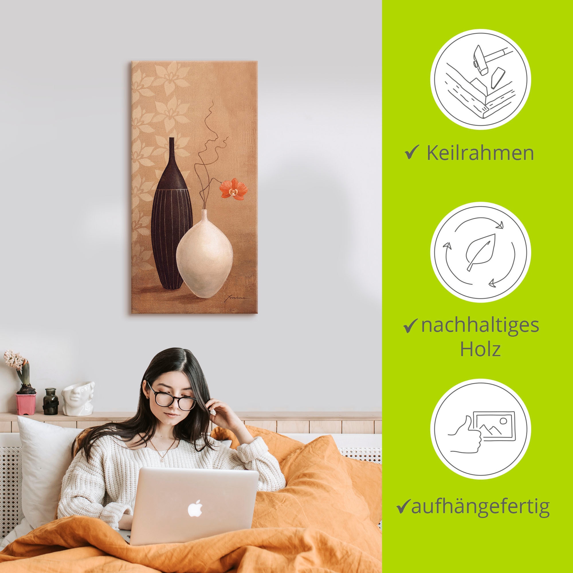 Artland Wandbild »Schmalhalsvase«, Vasen & Töpfe, (1 St.), als Alubild, Outdoorbild, Leinwandbild, Wandaufkleber, versch. Grössen
