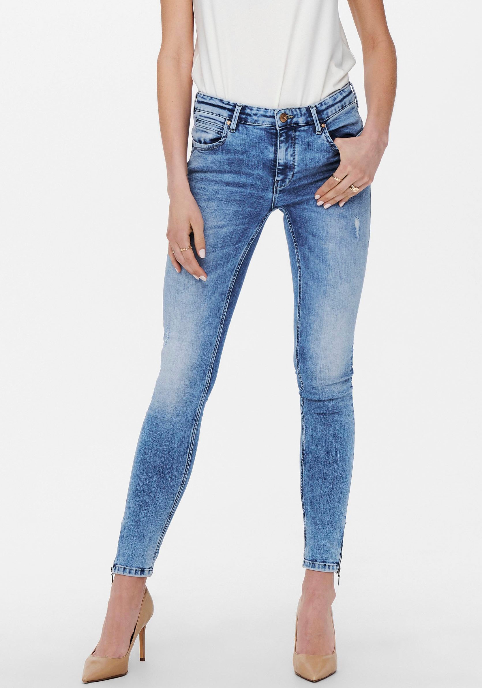 Image of Only Skinny-fit-Jeans »ONLKENDELL LIFE REG SK ANK«, mit Zipper am Saum bei Ackermann Versand Schweiz