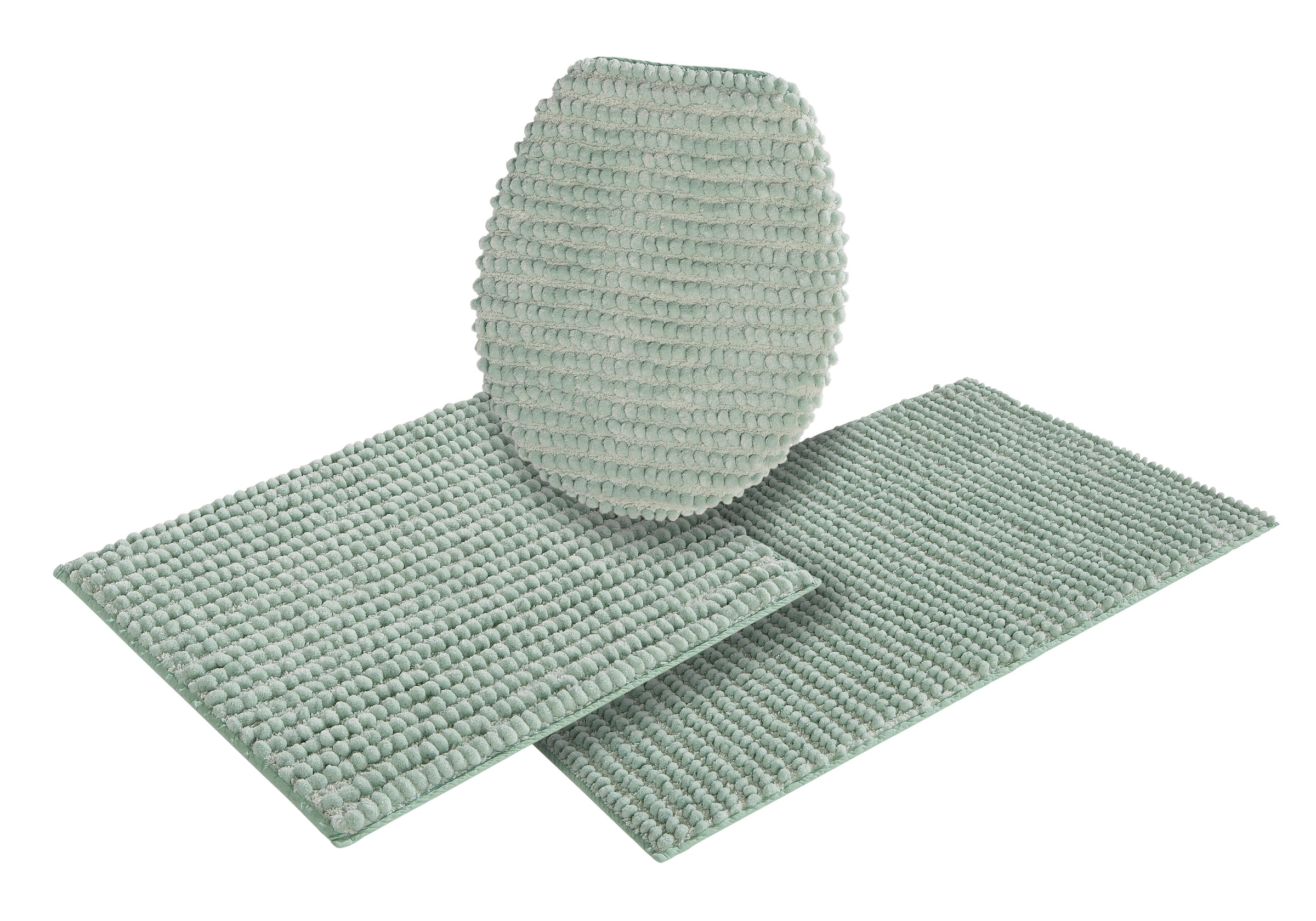 my home Badematte »Renat, Badvorleger, Badezimmer Teppich, Scandi«, fussbodenheizungsgeeignet-schnell trocknend-strapazierfähig, Badteppich, Badgarnitur, Chenille-Optik, auch als 3 tlg. Set