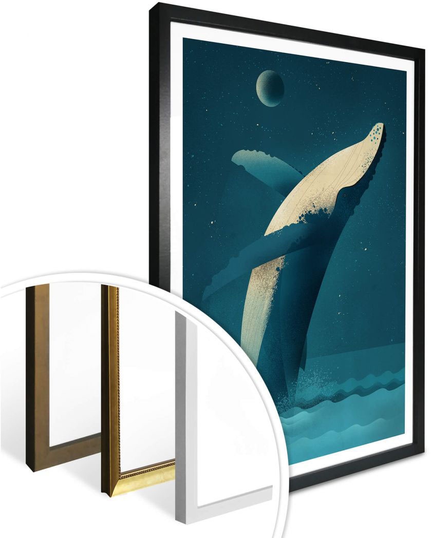 kaufen St.), Schriftzug, »Humpback Bild, Wall-Art Poster Wandposter (1 bequem Poster, Whale«, Wandbild,