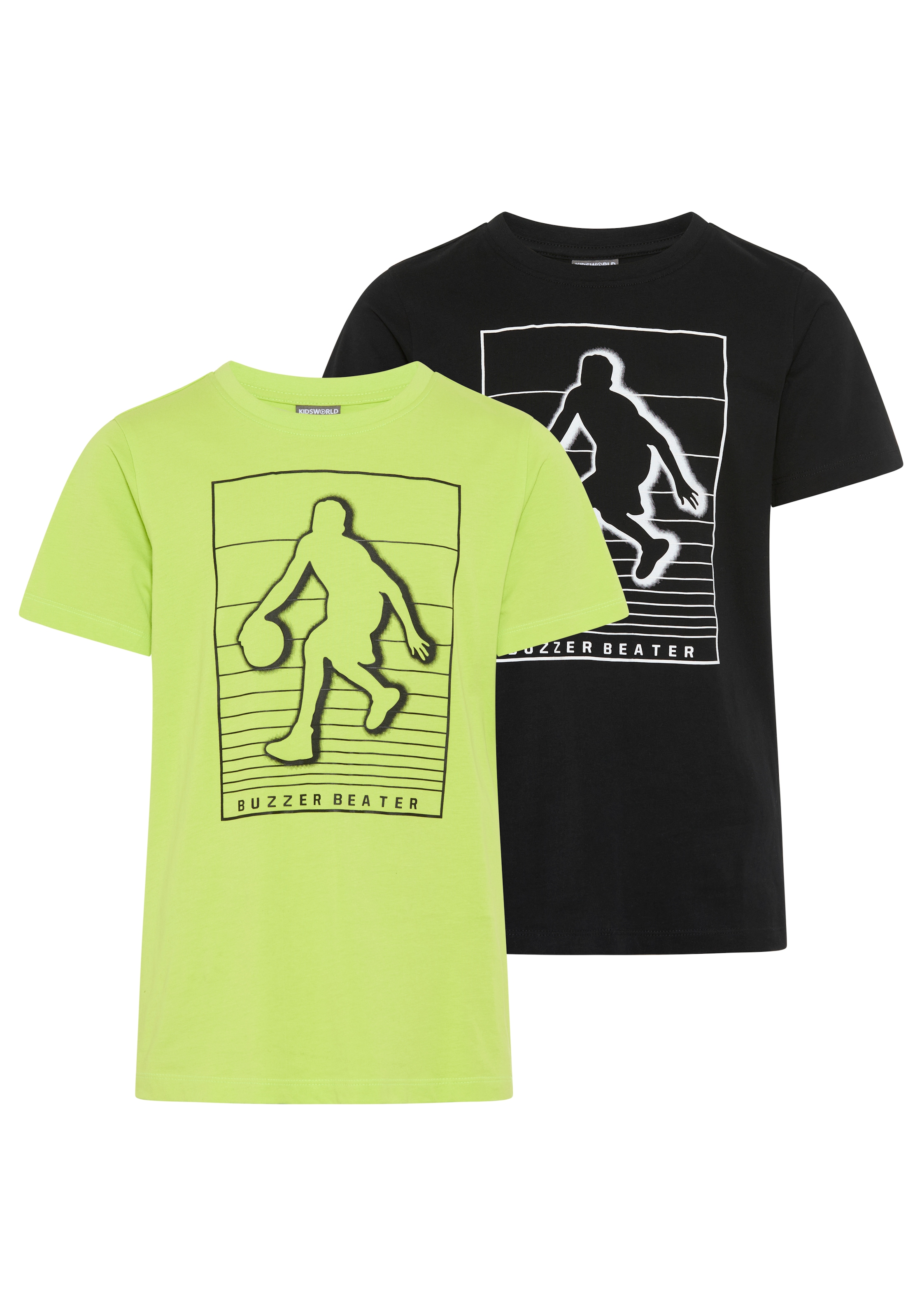 Image of KIDSWORLD T-Shirt "2er Pack Shirts mit Basketball-Print" Packung, 2, sportlicher Stil, Kurzarm, bedruckt, aus Baumwolle