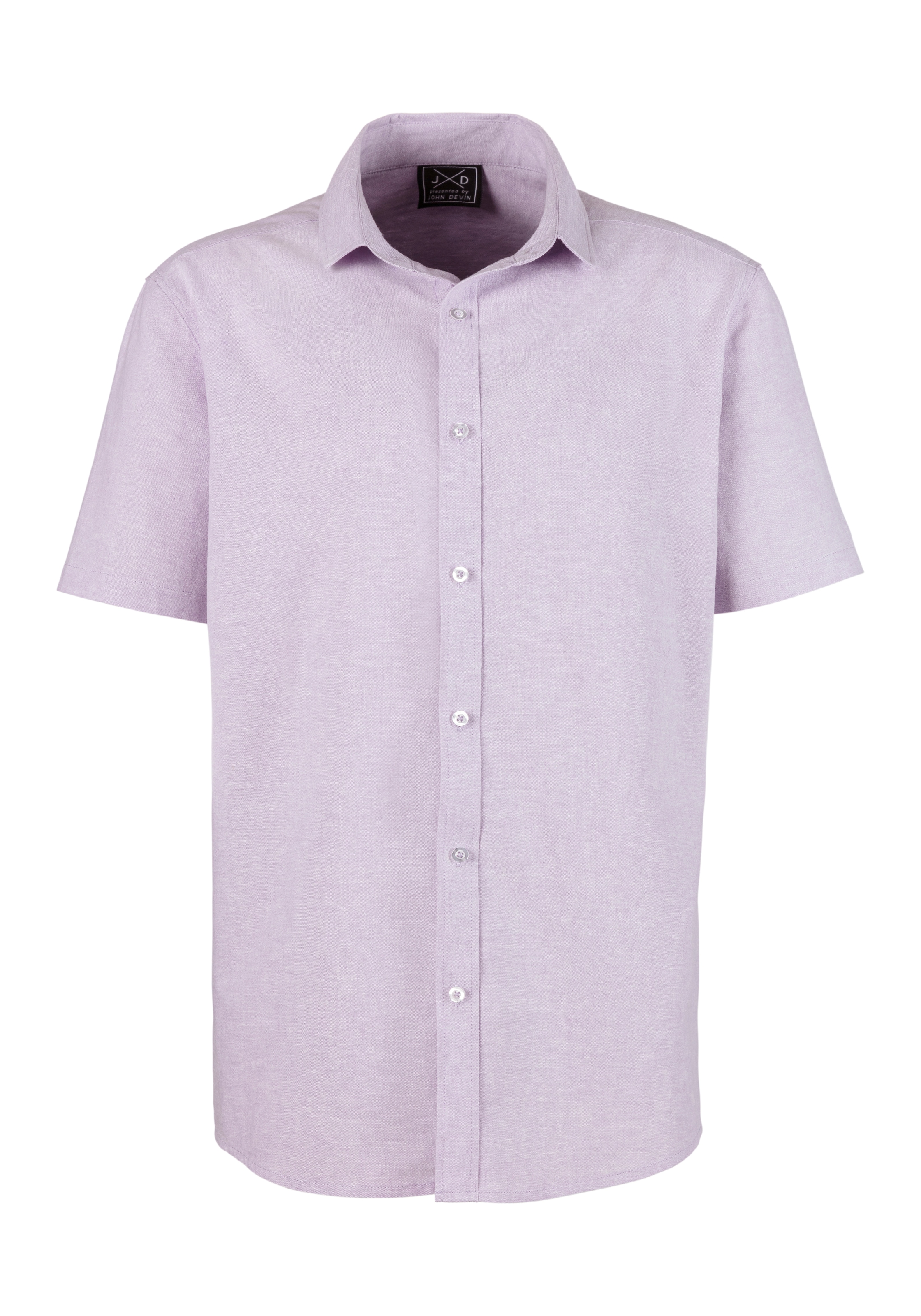 John Devin Kurzarmhemd »Regular Fit,«, Leinenhemd mit Kentkragen aus Baumwoll-Leinen Mischung