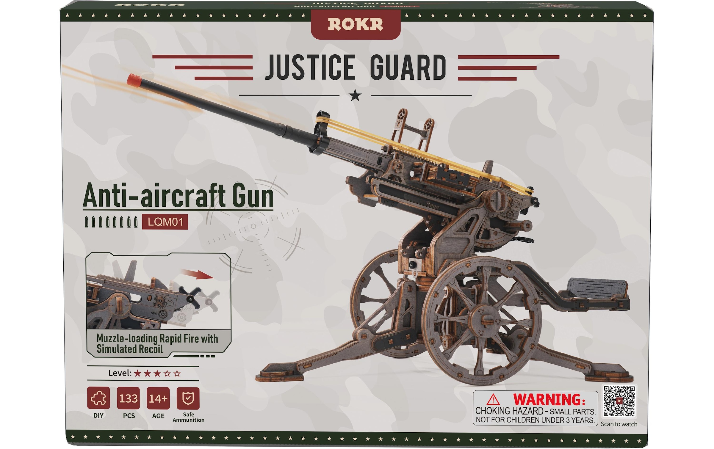   Modellbausatz »Rolife Antiaircraft Gun Mechanischer Holzbausatz« 133 Stk. tlg.