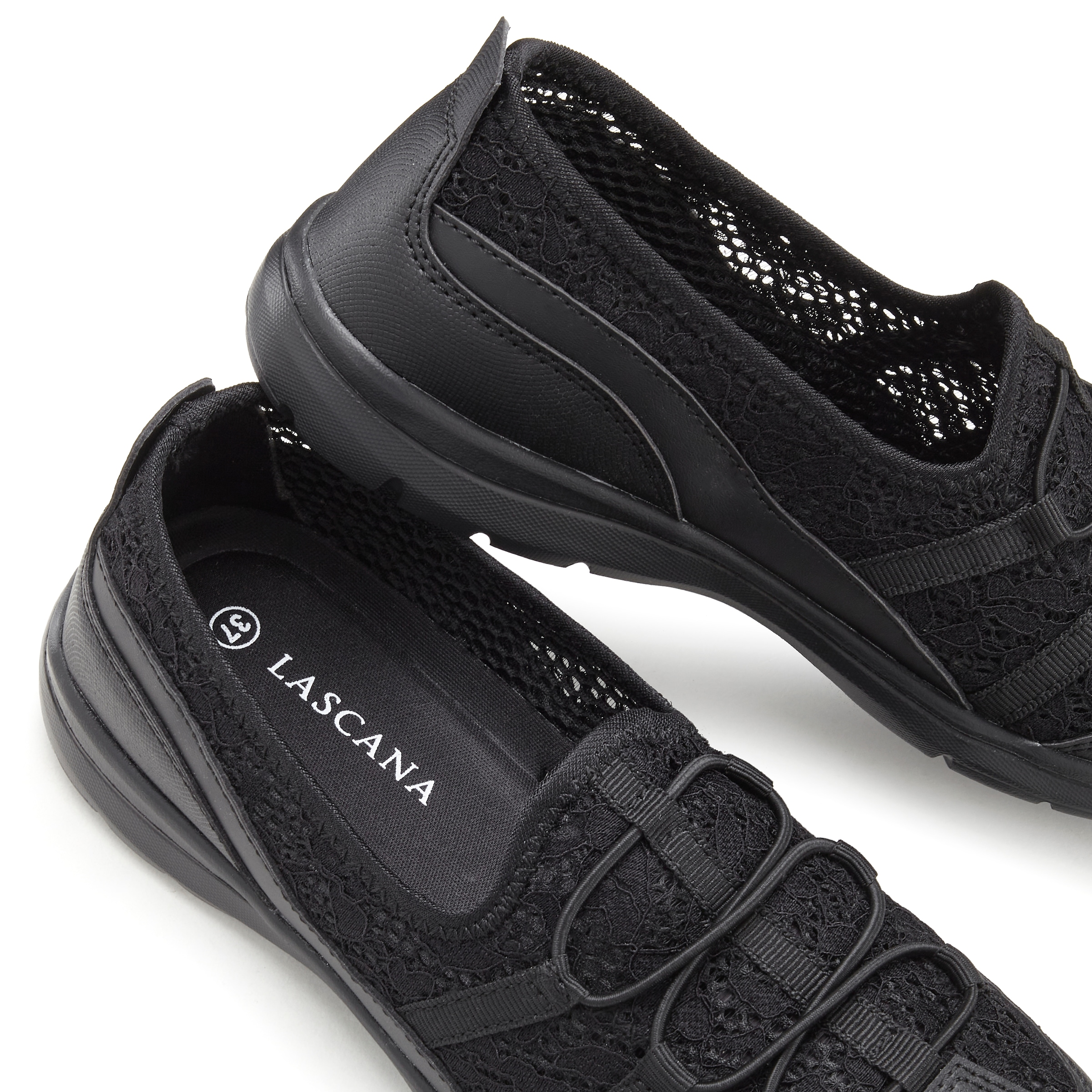 LASCANA Sneaker »Freizeitschuh, Halbschuh, leichter Slipper,«, zum Reinschlüpfen mit elastischen Schnürbändern VEGAN