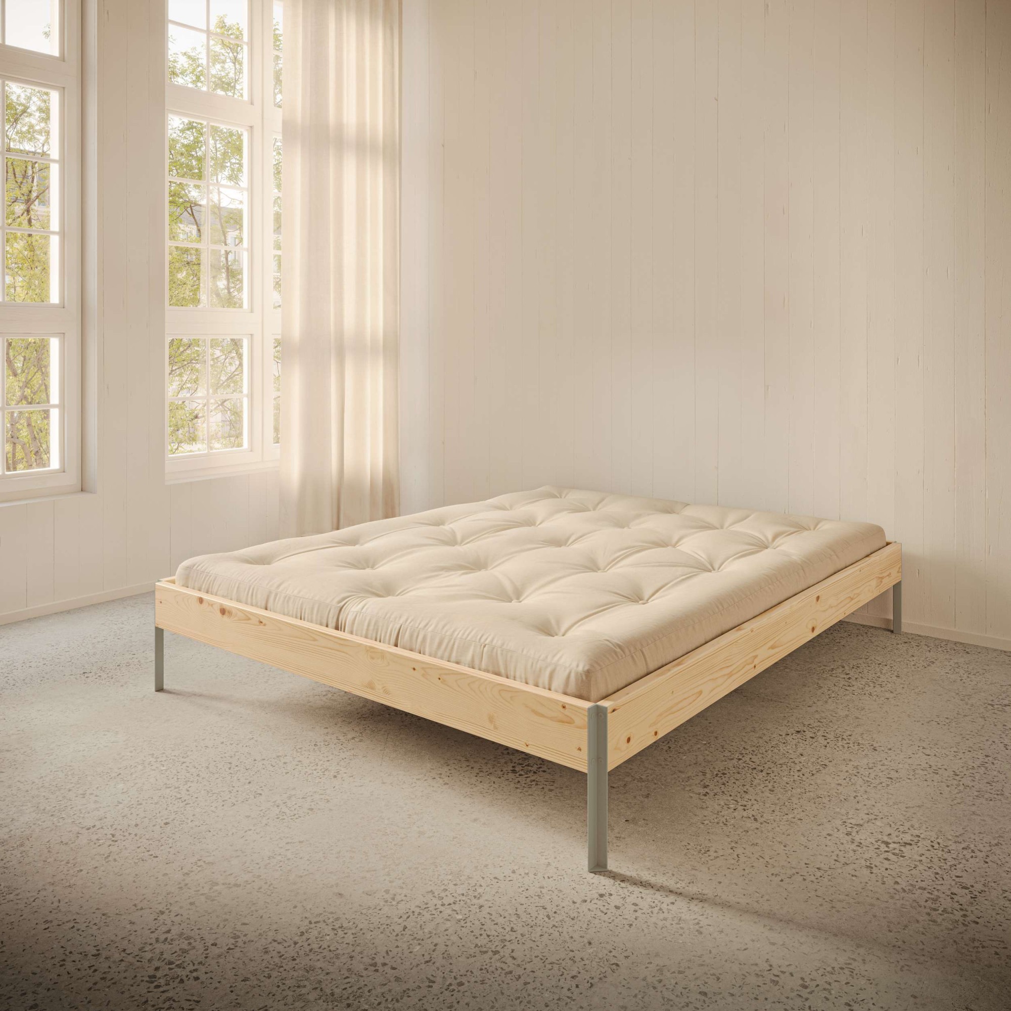 Karup Design Bettgestell "CORE BED Bodenbett, Holzrahmen, Futonbett, Jugendbett, Holzbett" Massivholzbett mit Lattenrost, Kiefer massiv, Doppelbett ohne Kopfteil