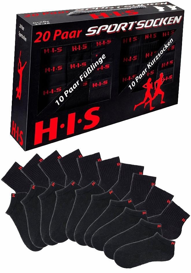 H.I.S (Set, auf Paar), und Kurzsocken, versandkostenfrei mit 20 Frottee Sneakersocken