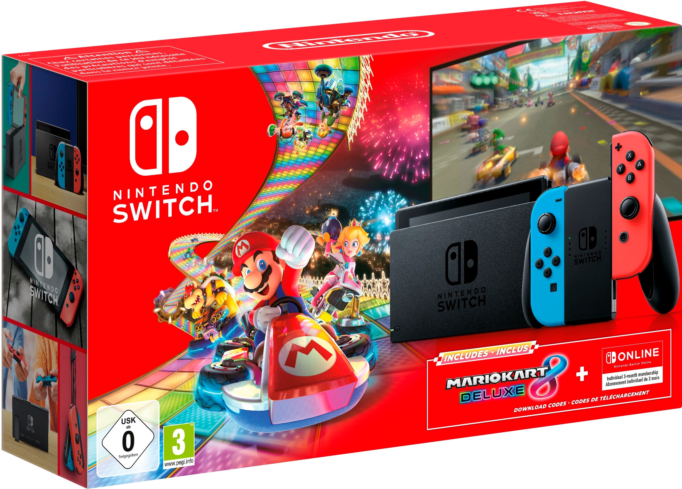 Nintendo Switch Spielekonsole, Mario Kart 8 Deluxe + 3 Monate Switch Online Mitgliedschaft inklusive